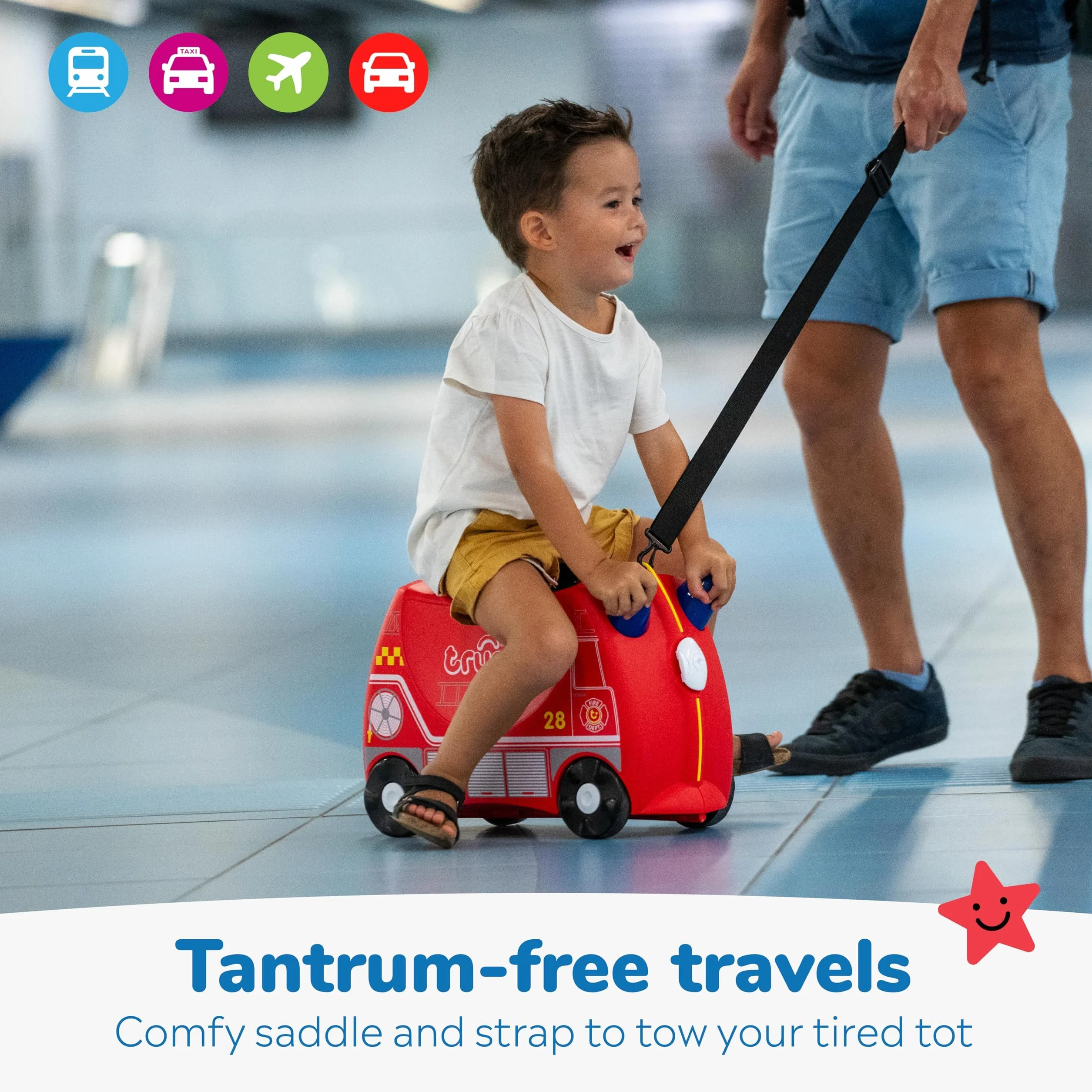 Trunki Walizka do jazdy dla dzieci i bagaż podręczny dla dzieci: Frank Fire Engine (czerwony)