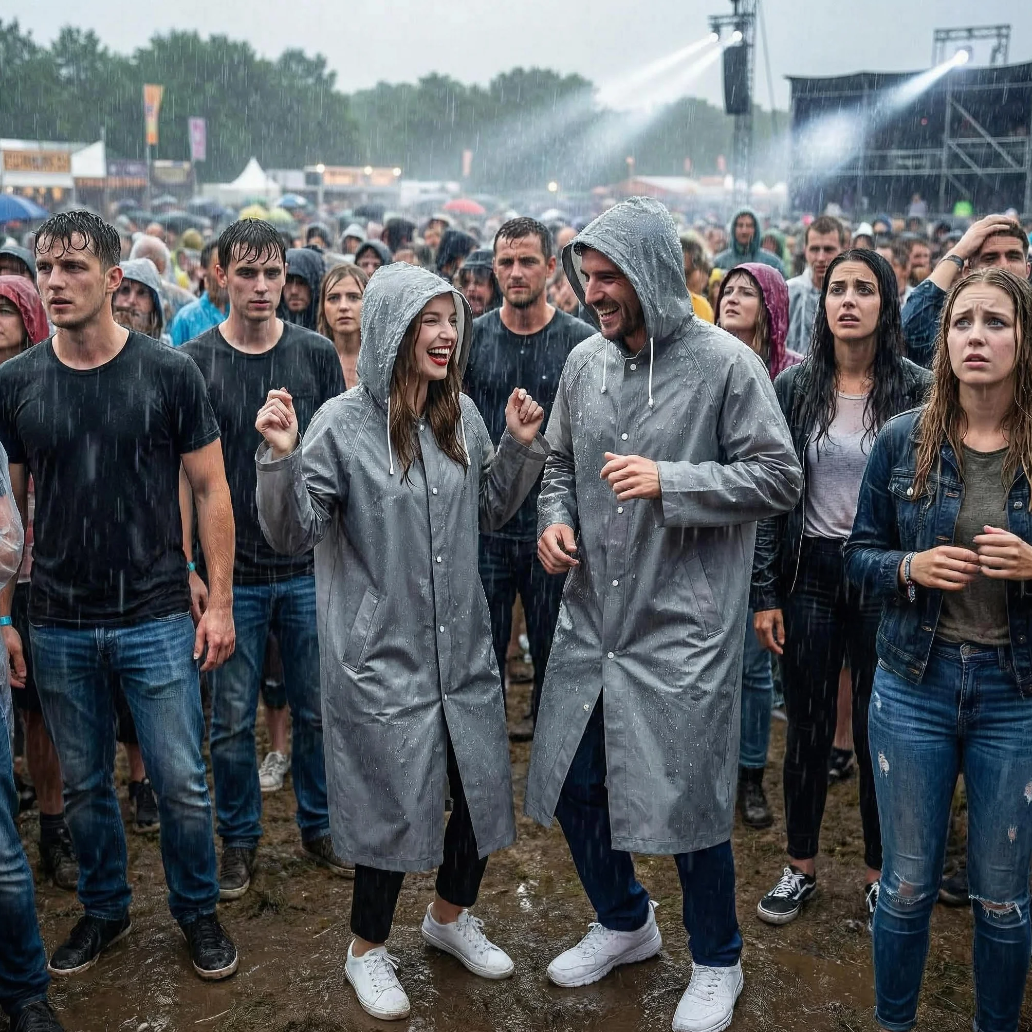 2 stk. Ponczo przeciwdeszczowe dla kobiet i mężczyzn, płaszcz przeciwdeszczowy, ochrona przed deszczem na wędrówki, wędkowanie, kemping, festiwale na świeżym powietrzu, sport, jeden rozmiar