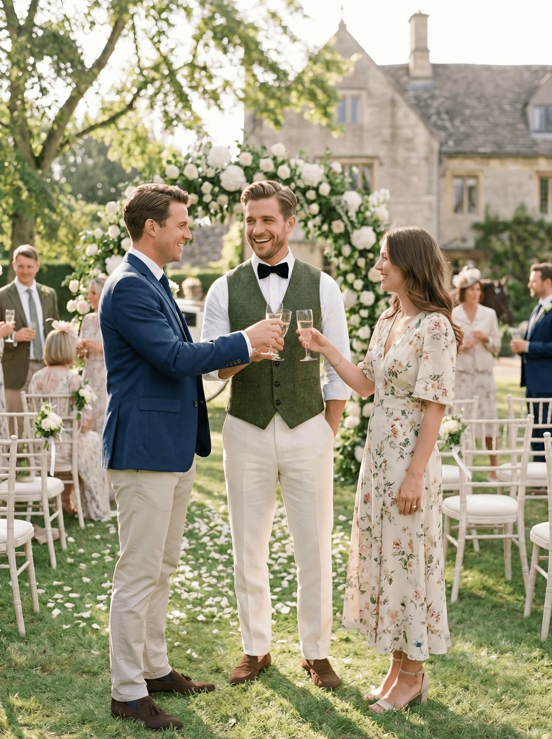Solovedress Męska kamizelka z wełny w jodełkę, kamizelka, dekolt w serek, tweed, kamizelka na wesele
