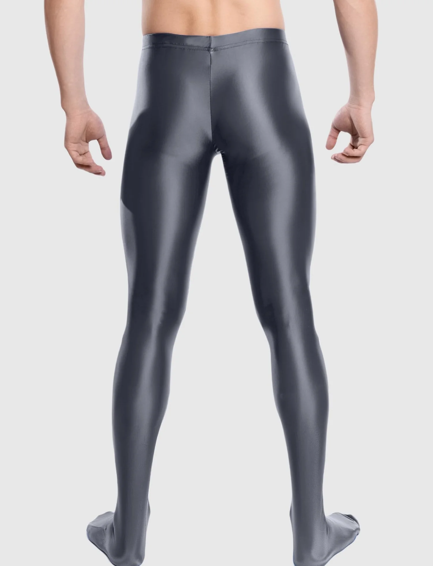 AIEOE Błyszczące legginsy dla mężczyzn błyszczące rajstopy z wysokim stanem obcisłe legginsy olejne błyszczące pończochy jedwabiste rajstopy błyszczące skarpetki do spodni rozciągliwe rajstopy