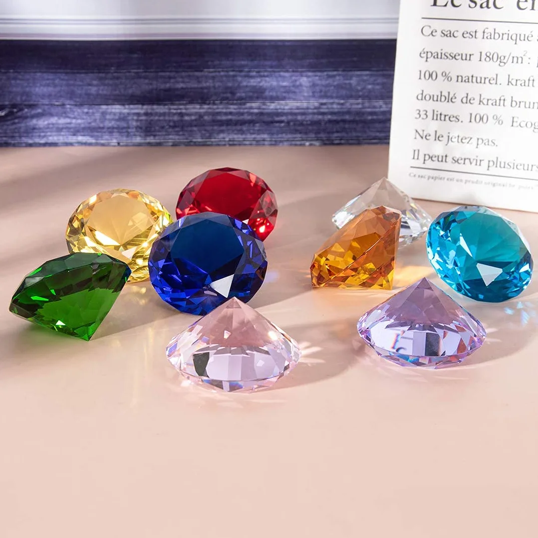 LONGWIN 60 mm W Kryształowy Diament Przycisk do papieru Ornament Dom Miejsce Dekoracje Jednolity Kolor Różowy