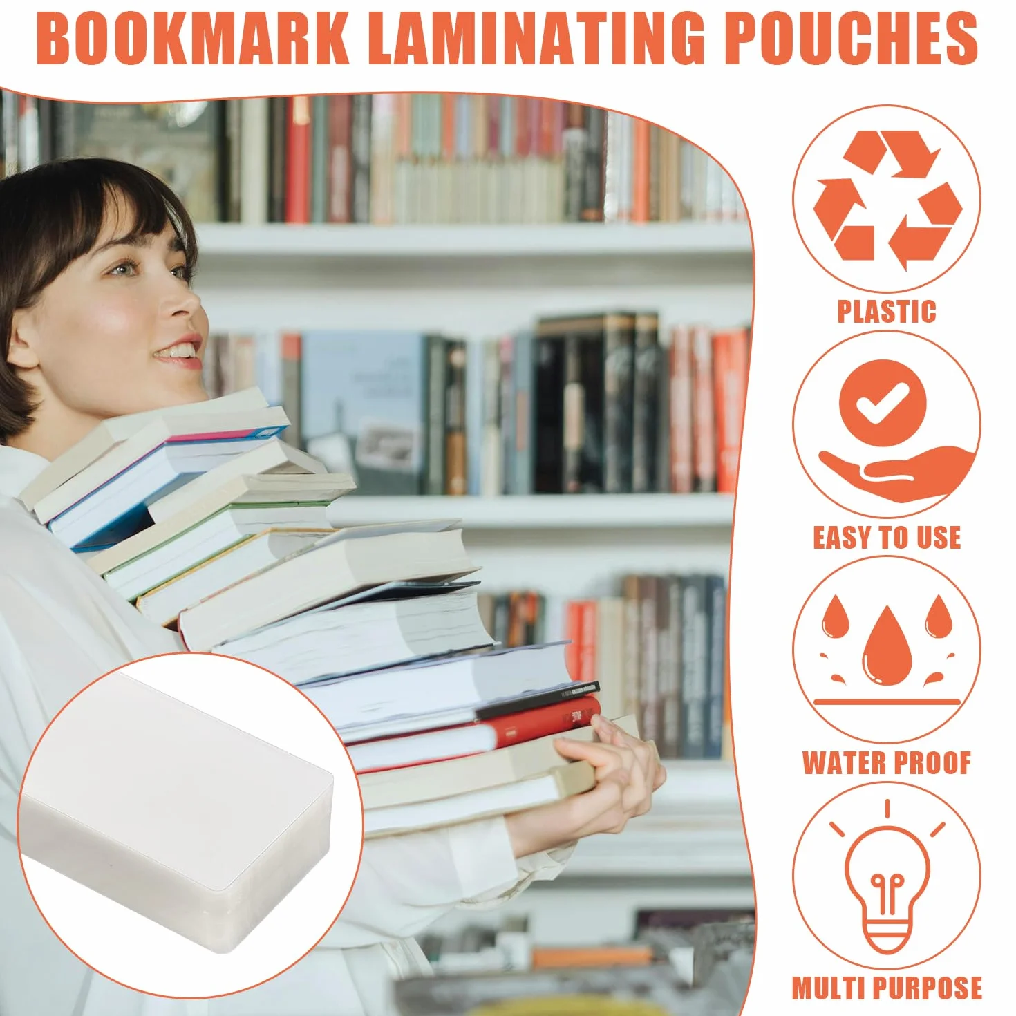 100 szt. Folie do Laminowania Zakladek, 6x21,6cm Folie do Laminacji na Goraco 0,125mm Przezroczyste Koszulki na Zakladki Kompatybilne z Wiekszoscia Laminatorów do Toreb na Ksiazki