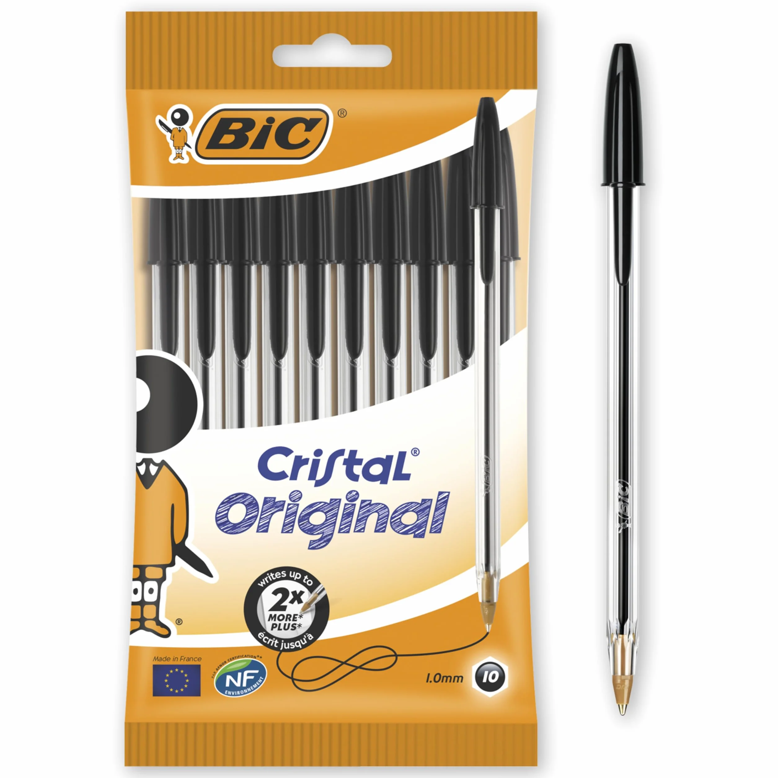 Bic Cristal Original 830864 Długopisy, Czarny, 10 sztuk