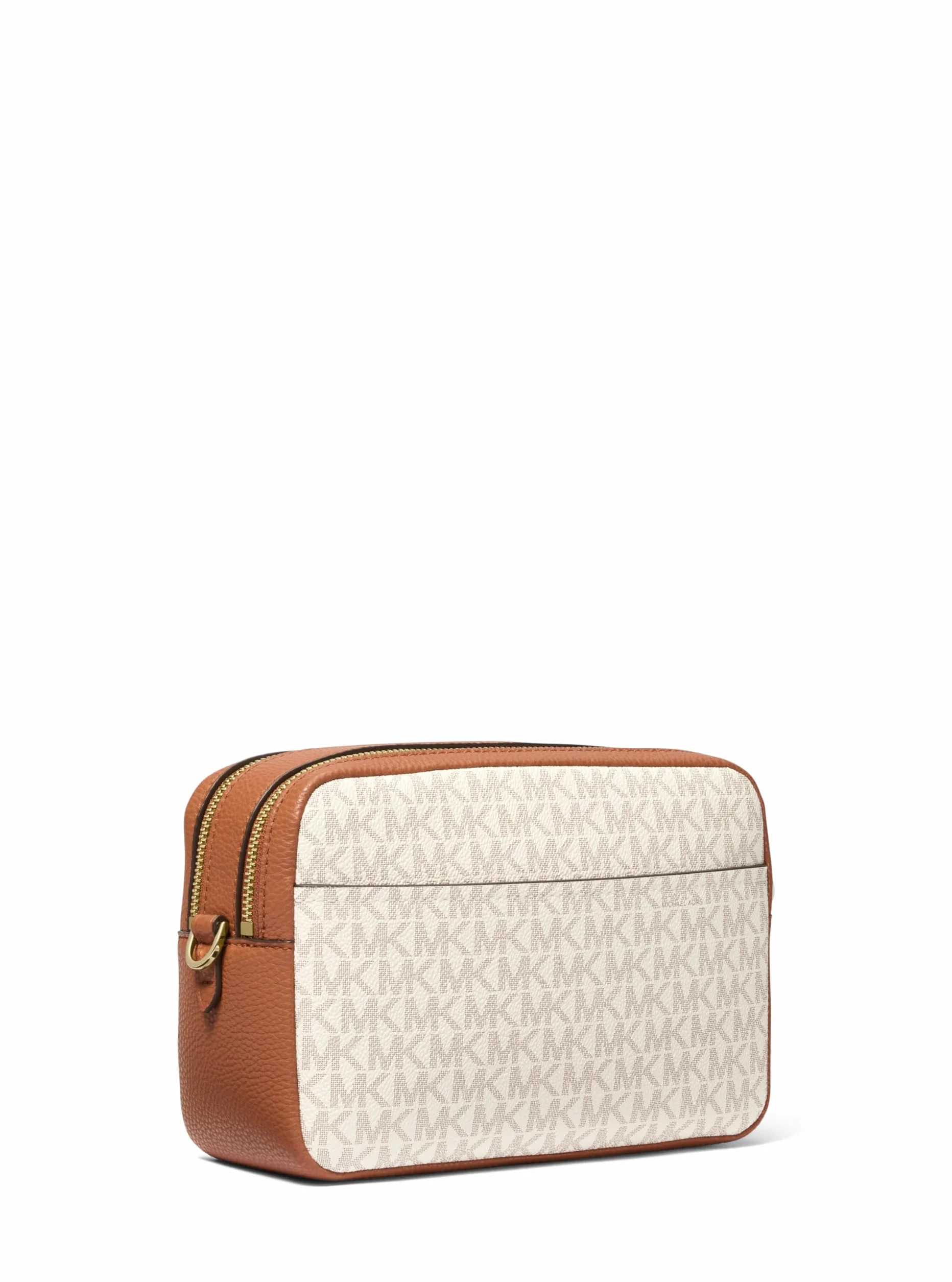 Michael Kors Damska torba crossbody na aparat Bryant, średnia, podwójny zamek błyskawiczny, jeden rozmiar, Wanilia/Acrn, Rozmiar Uniwersalny
