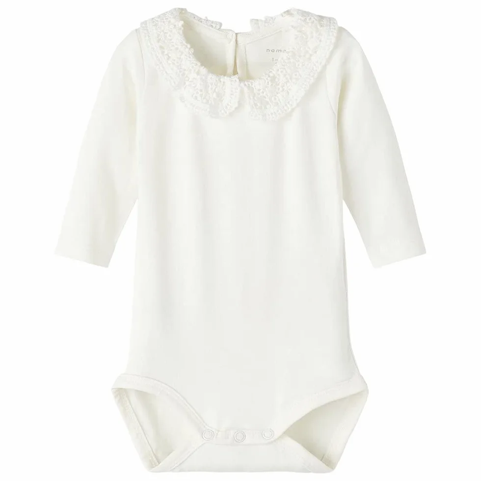 NAME IT Body z długim rękawem dla dziewczynek Nbftylla Ls Noos, White Alyssum, 62 cm