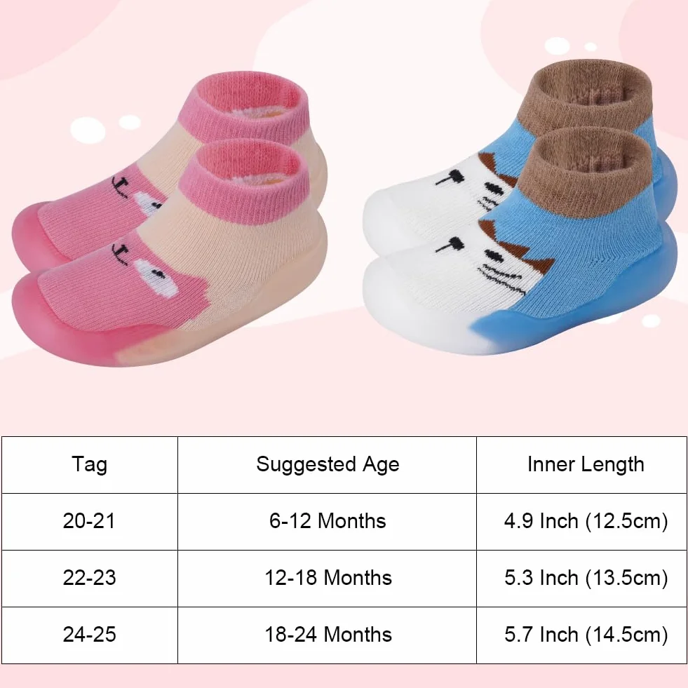 Aolso Buty dziecięce skarpety, buty na pierwsze kroki, antypoślizgowe buty dla dzieci z gumową podeszwą