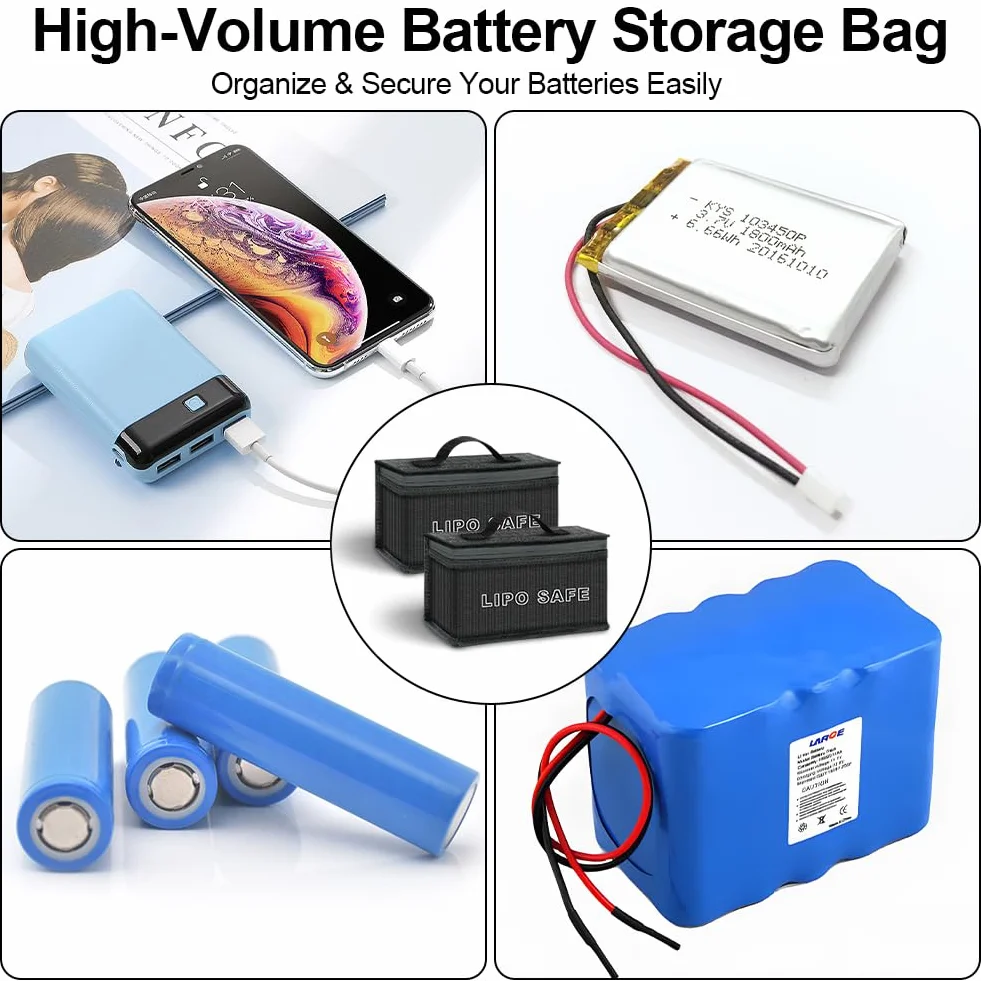 2 szt. Lipo Safe Bag Ognioodporna, 20 x 11 x 11 cm, torba ognioodporna, Lipo Battery Storage, organizer na ważne dokumenty, do przechowywania i ładowania, przeciwpożarowa przeciwwybuchowa