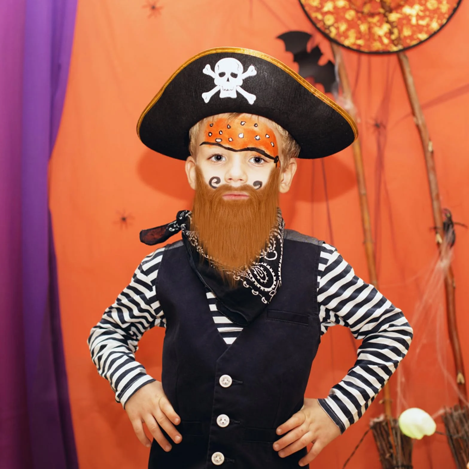 4 szt. Sztuczna broda Halloween, sztuczna broda z gumką, zabawna broda na karnawał, broda na imprezę tematyczną, realistyczna sztuczna broda na maskaradę, Boże Narodzenie i Halloween