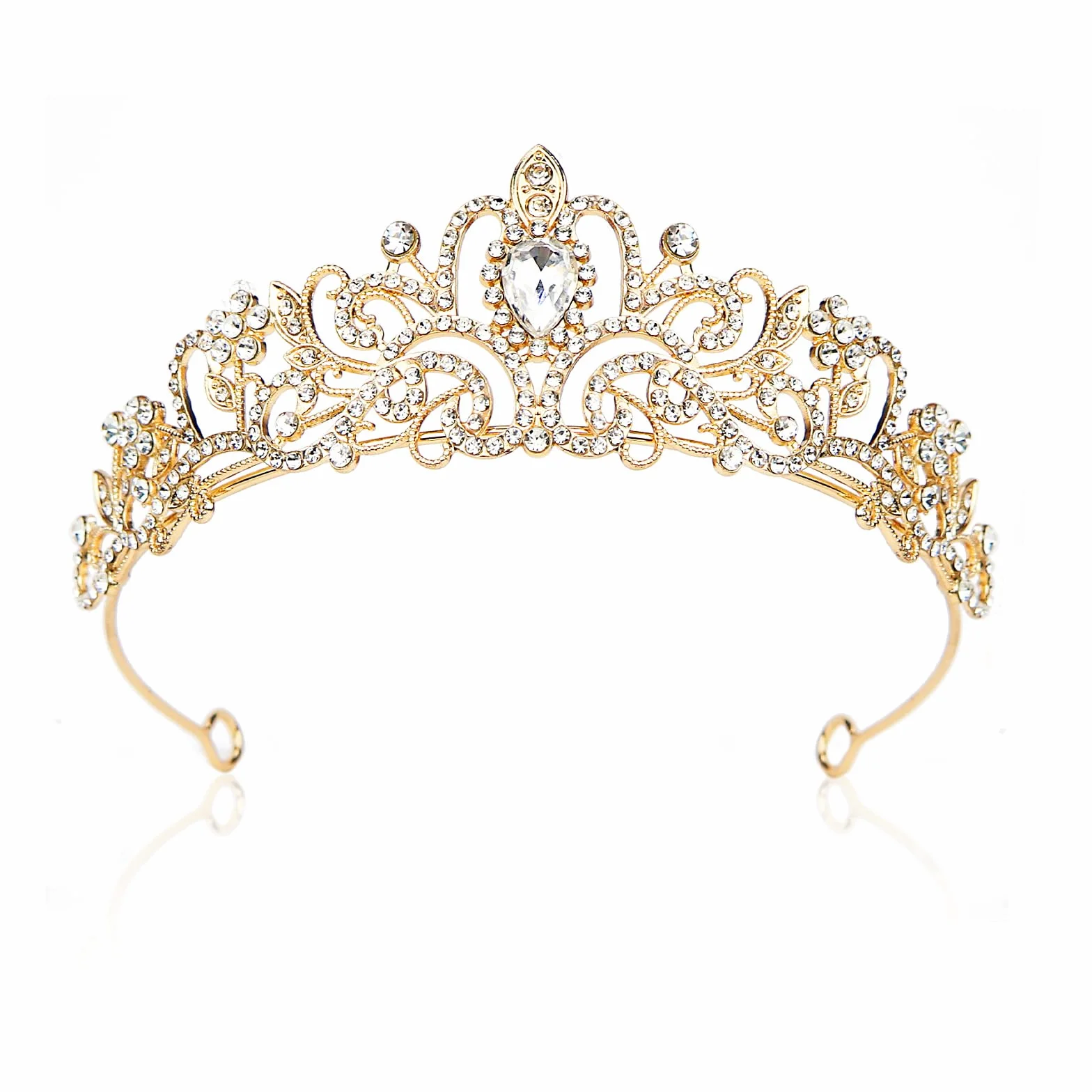 Rierousy Tiara ślubna, korona dla panny młodej, kryształowa korona ze strasu, diadem ślubny, na bal absolwentów, uroczystości, imprezy dla księżniczki, przyjęcia urodzinowe itd