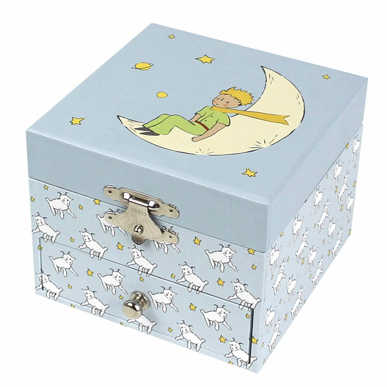 Trousselier - Le Petit Prince Saint Exupéry - Pudełko ze skarbami i biżuterią muzyczną - Idealny prezent dla dzieci - fosforyzujący świeci w nocy Piękny Dunaj Straussa