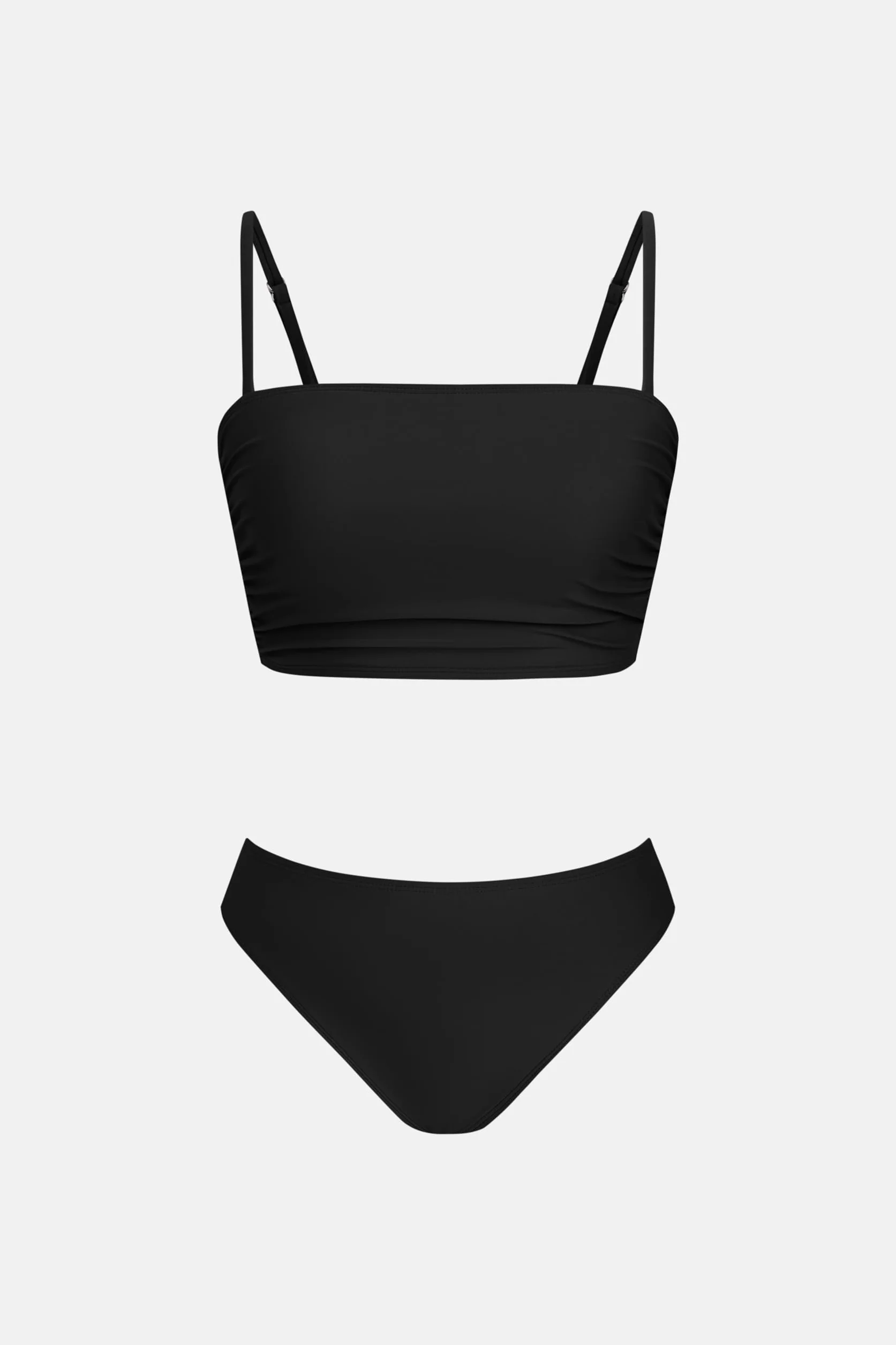 CUPSHE Damskie zestawy bikini dwuczęściowy strój kąpielowy bandeau top kwadratowy dekolt średni stan marszczony strój kąpielowy ramiączka spaghetti