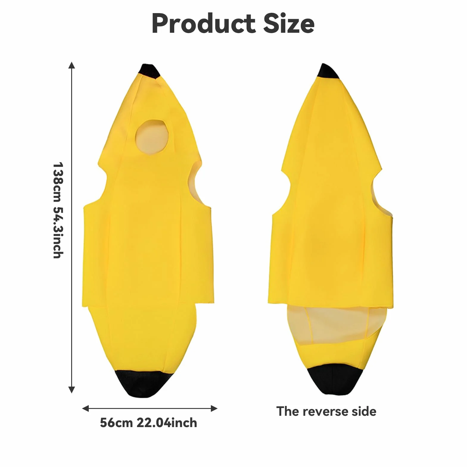 Kostium bananowy, lekki i wygodny kostium banana, zabawny kostium owocowy, rozmiar uniwersalny, łatwy do zakładania i zdejmowania, nadaje się na Halloween, karnawał, imprezę Cosplay