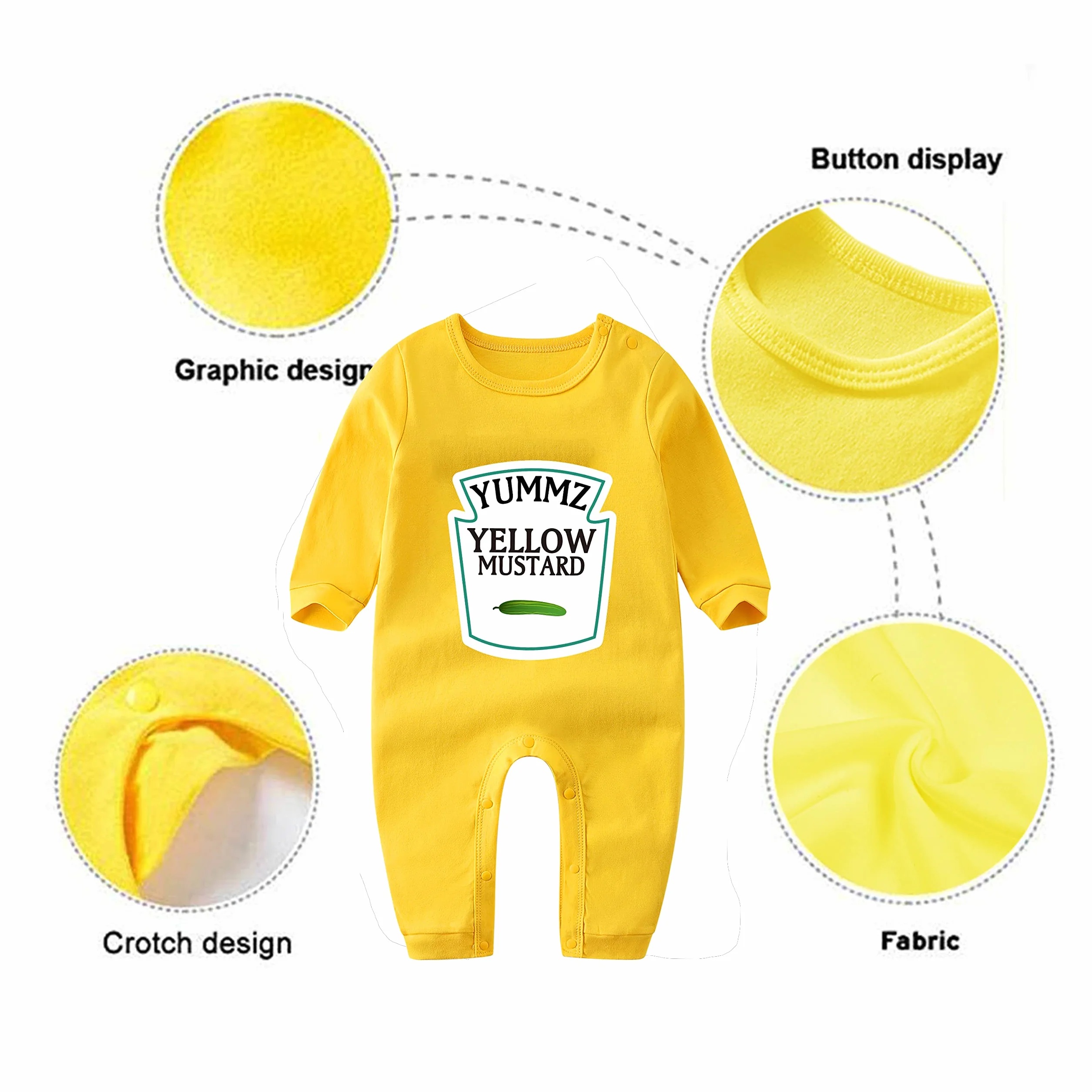 Niemowlęta Body chłopiec dziewczynki śpioszki Yummz Tomato Mustard kolor czerwony żółty zabawny prezent narodziny ubranie niemowlęce