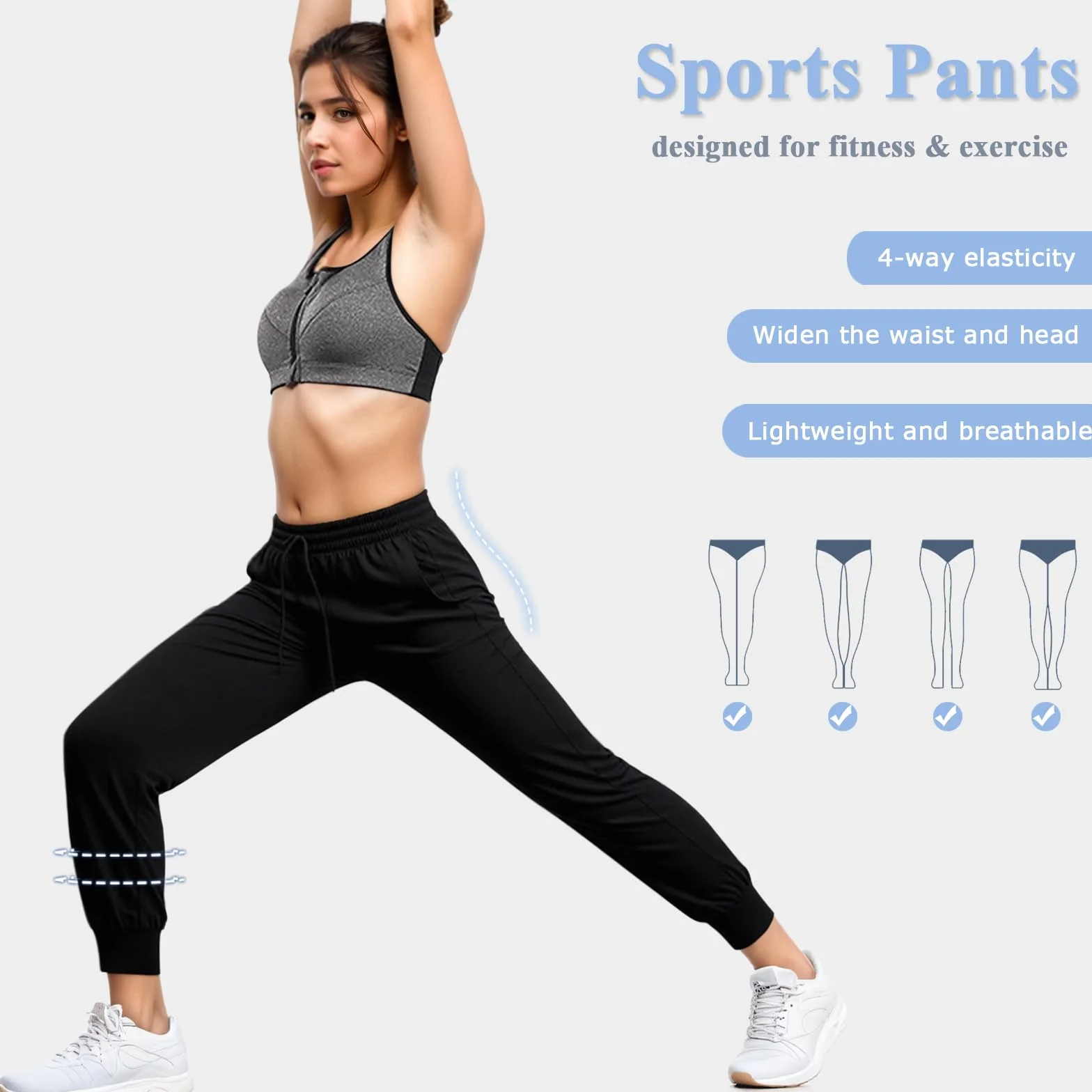 Damskie spodnie do biegania Wygodne spodnie sportowe z wysokim stanem elastyczne spodnie dresowe do jogi trening fitness siłownia z kieszeniami