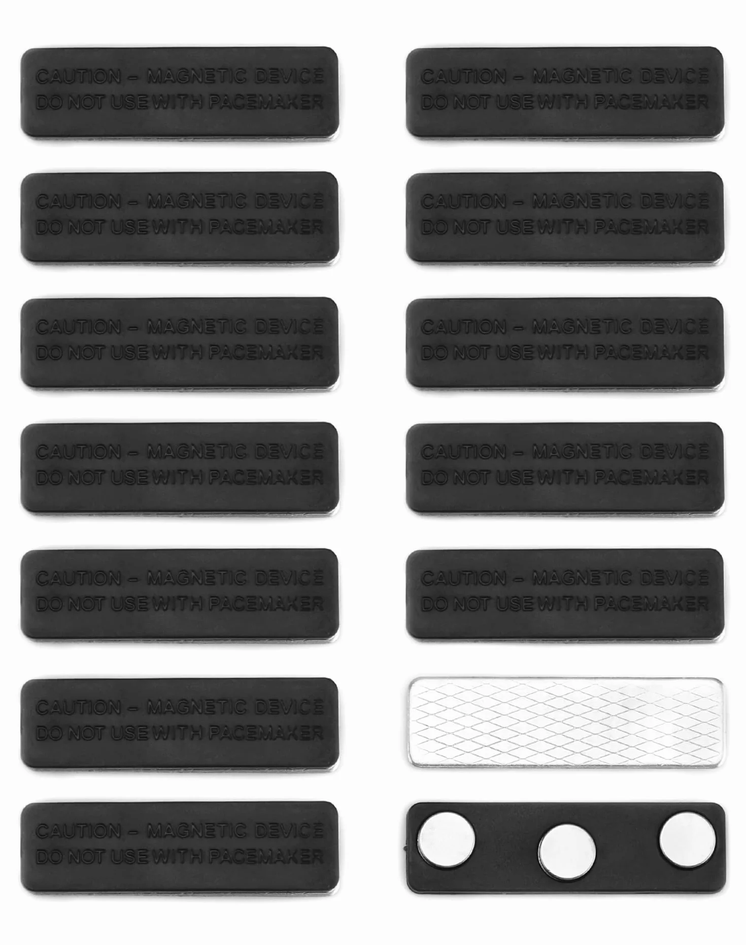 QWORK® 12-częściowy magnes na identyfikator, samoprzylepny magnetyczny uchwyt na identyfikator z 3-punktowym magnesem do etui na identyfikatory (45 x 13 mm, czarny)