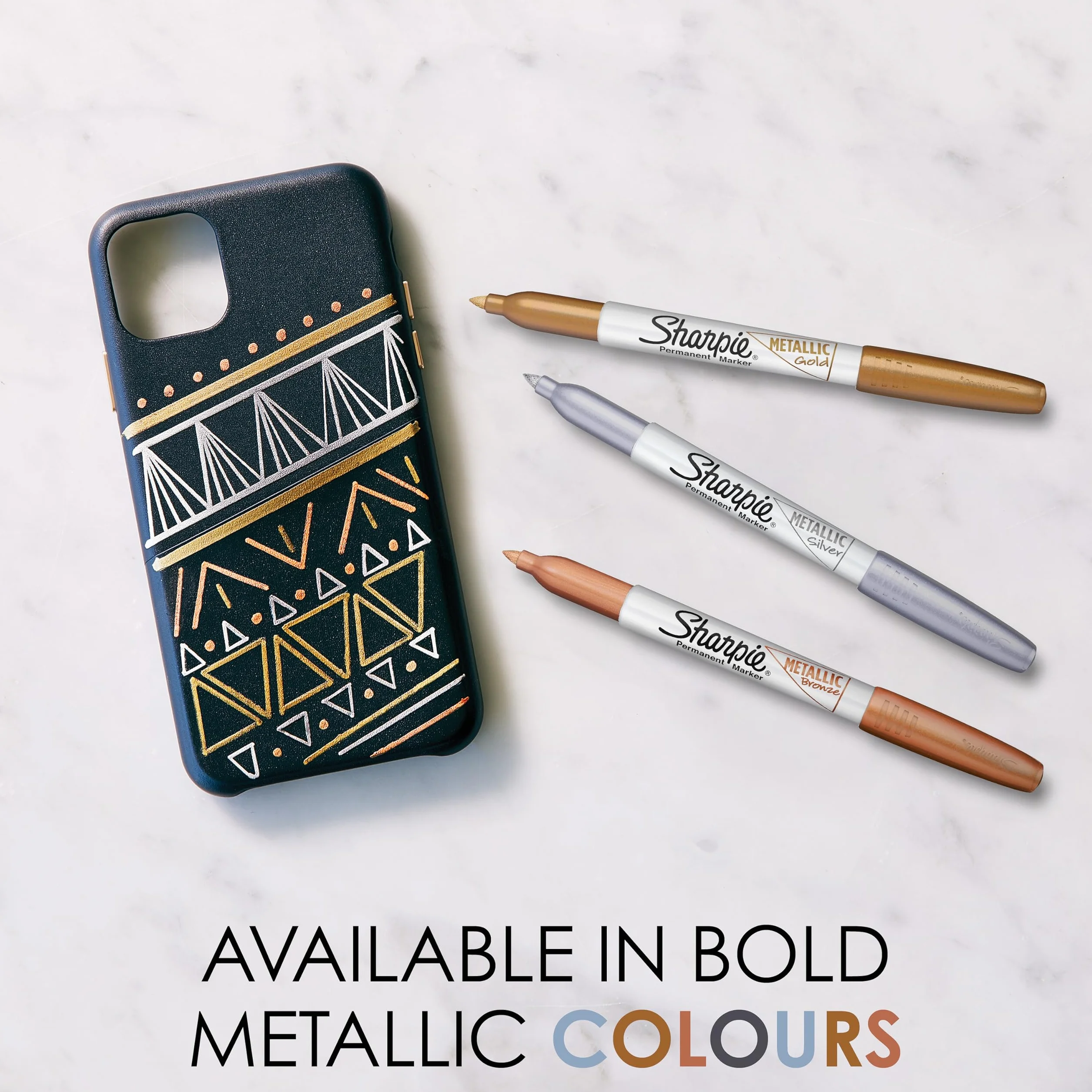 Sharpie Metaliczne markery permanentne | cienka końcówka dla pogrubionych detali | złoty | 1 marker