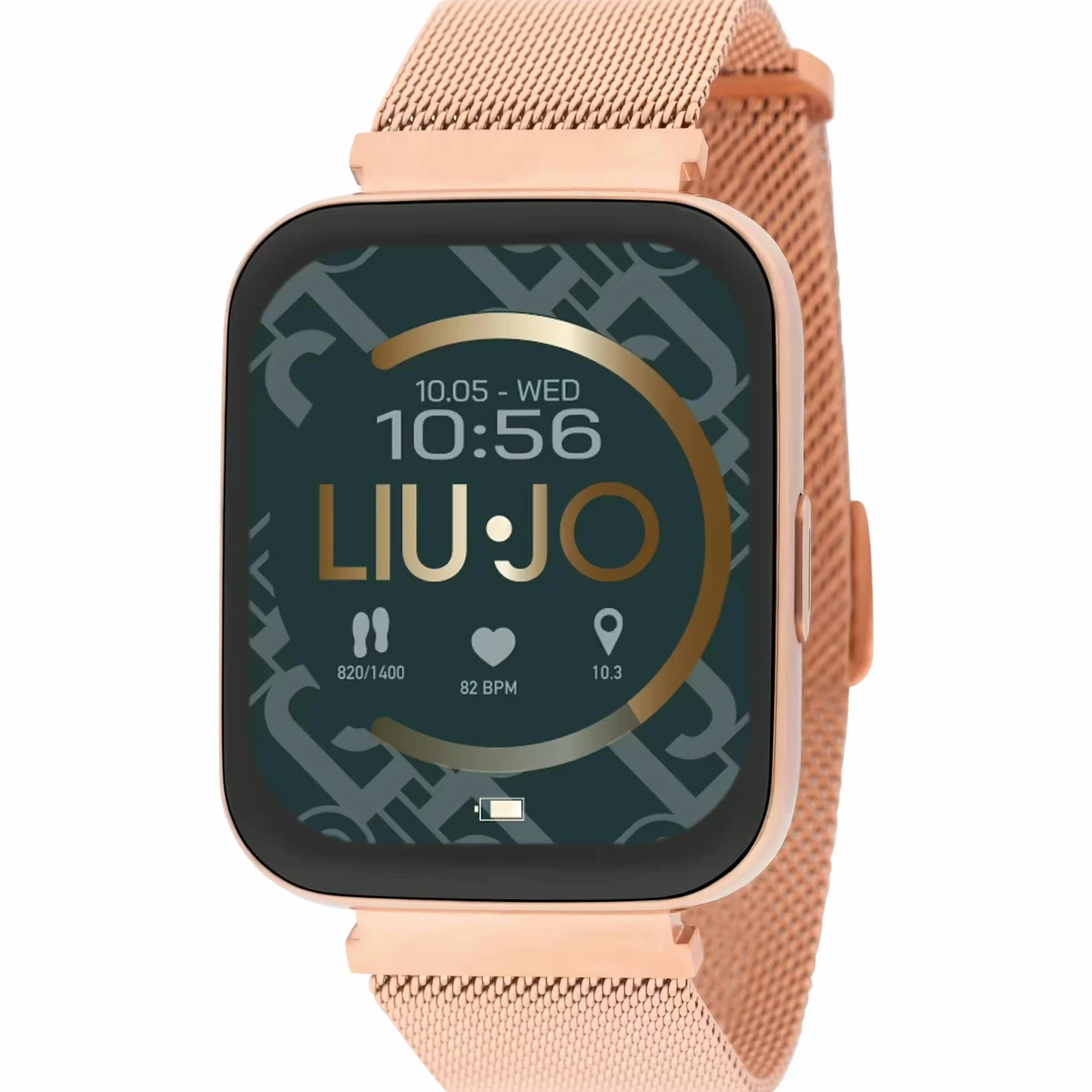 LIU JO Smartwatch Voice Man zegarek damski w kolorze różowym z bransoletką ze stali nierdzewnej, wodoszczelność: IP67 maksymalnie 30 minut, średnica koperty: 43 mm, SWLJ084