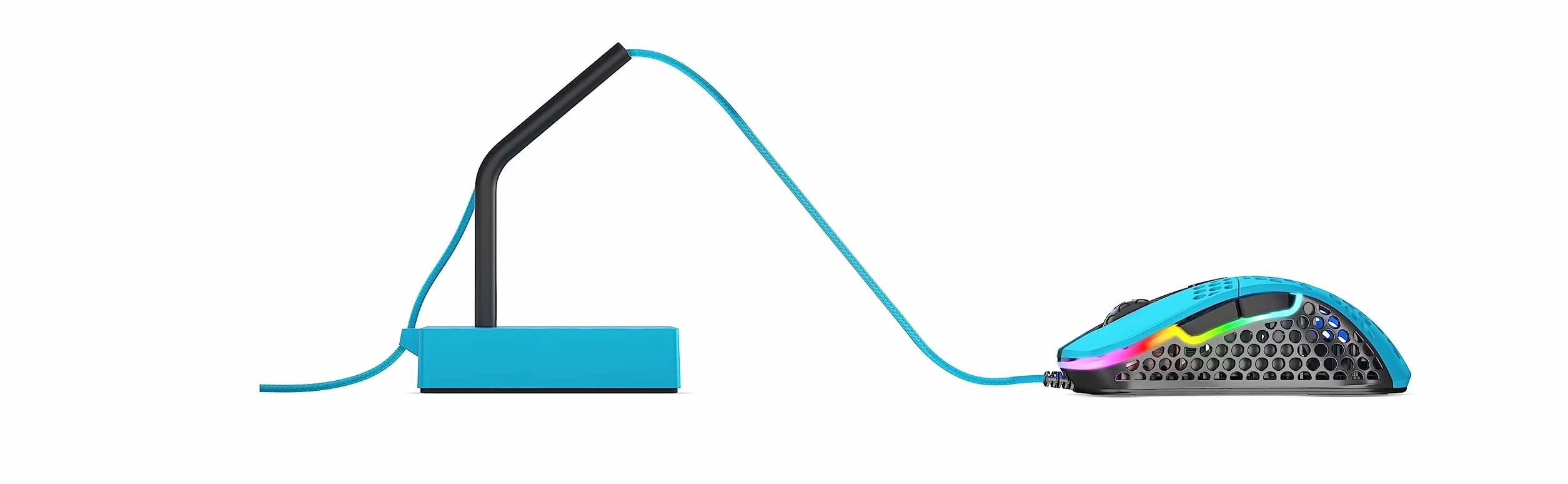 Xtrfy B4, Mouse Bungee dla większego komfortu gry, elastyczny uchwyt na kabel myszy do gier, stabilna podstawa, antypoślizgowy spód, praktyczny i kompaktowy, Miami Blue