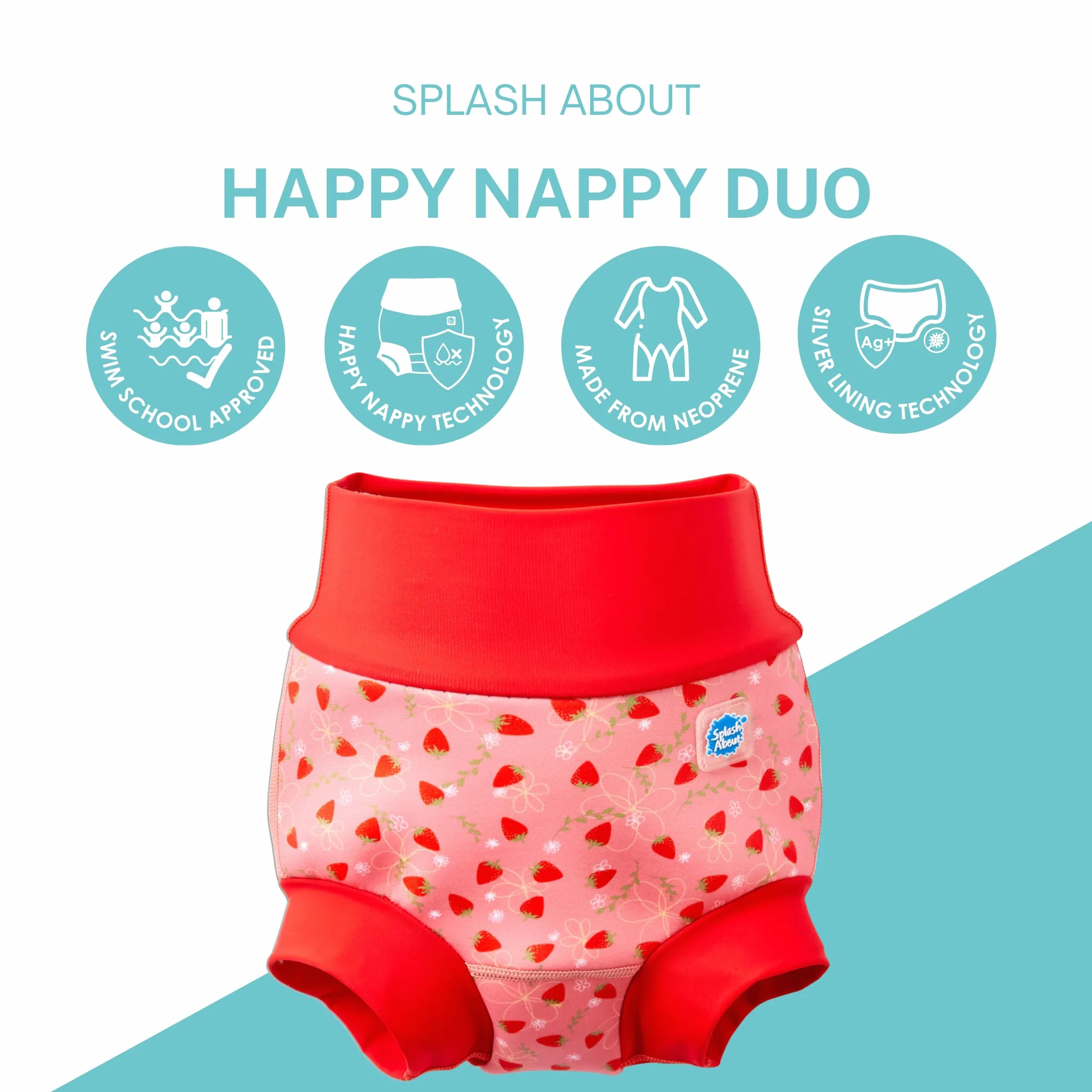 Splash About Happy Nappy Duo, pole truskawkowe, 2-3 lata, Pole truskawkowe, 2-3 Lat