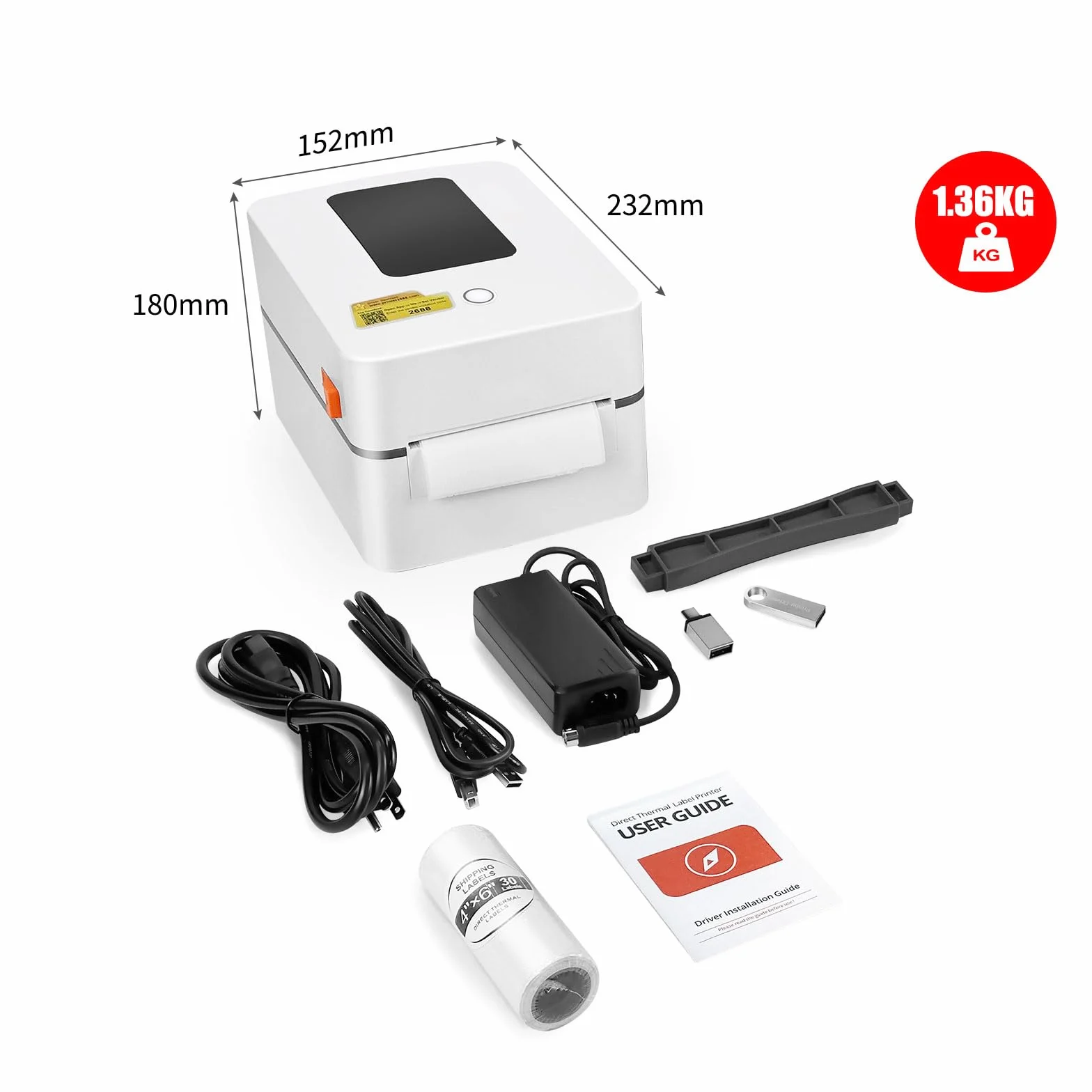 LVYUAN Drukarka etykiet 4x6 Termiczna drukarka DHL Label Printer etykieciarka biurkowa do kodów kreskowych, dla Amazon DHL DPD UPS FedEx Etsy Shopify Ebay