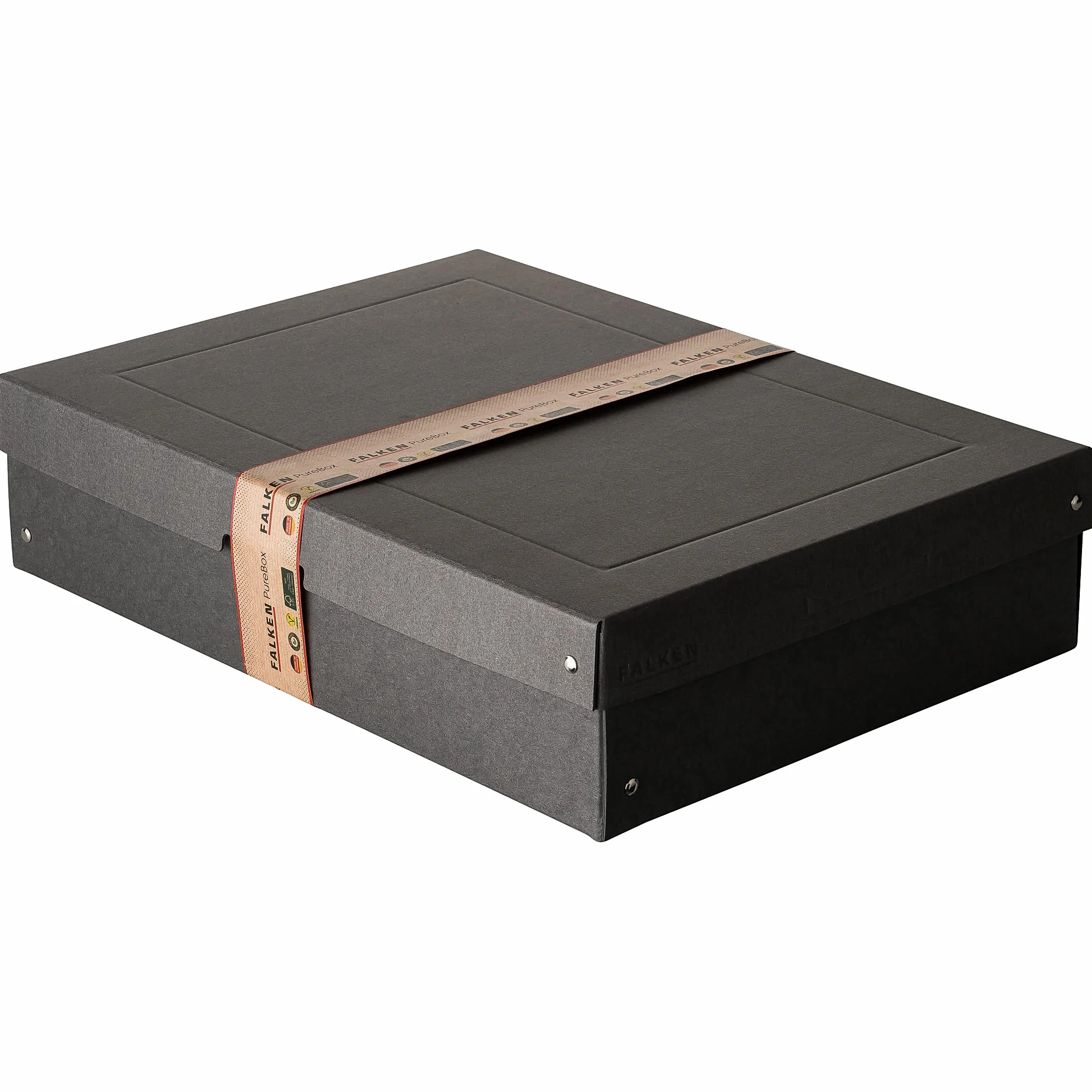 Oryginalny Falken PureBox Black. Made in Germany. 100 mm wysokości DIN A3. Pudełko do przechowywania z pokrywką ze stabilnego kartonu z recyklingu Niebieski anioł wegański pudełko na prezent pudełko
