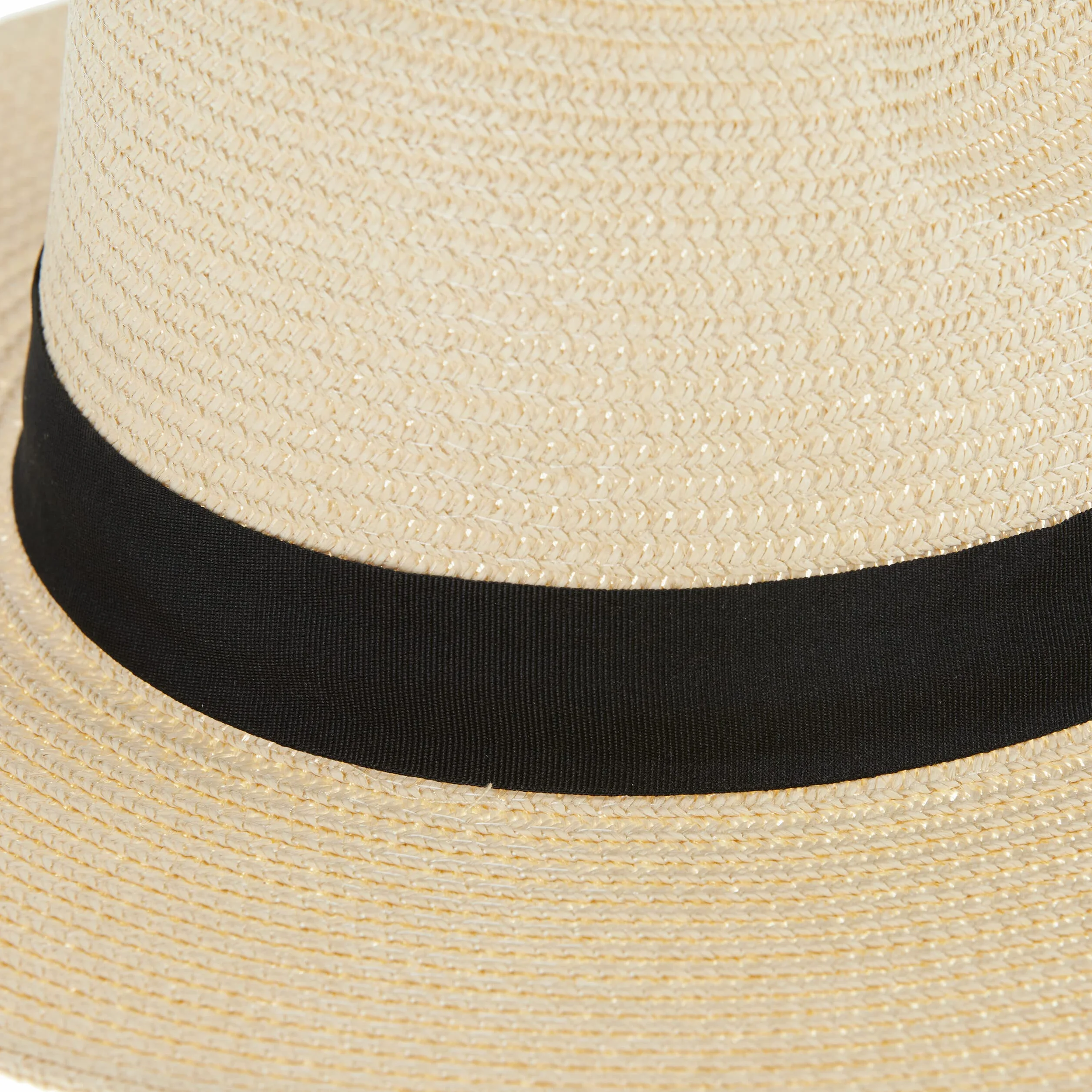 Relaxdays Kapelusz panama, dla kobiet i mężczyzn, kapelusz słomkowy ze wstążką rypsową, szerokie rondo, na obwód głowy: 54 cm, kapelusz Fedora, beżowy