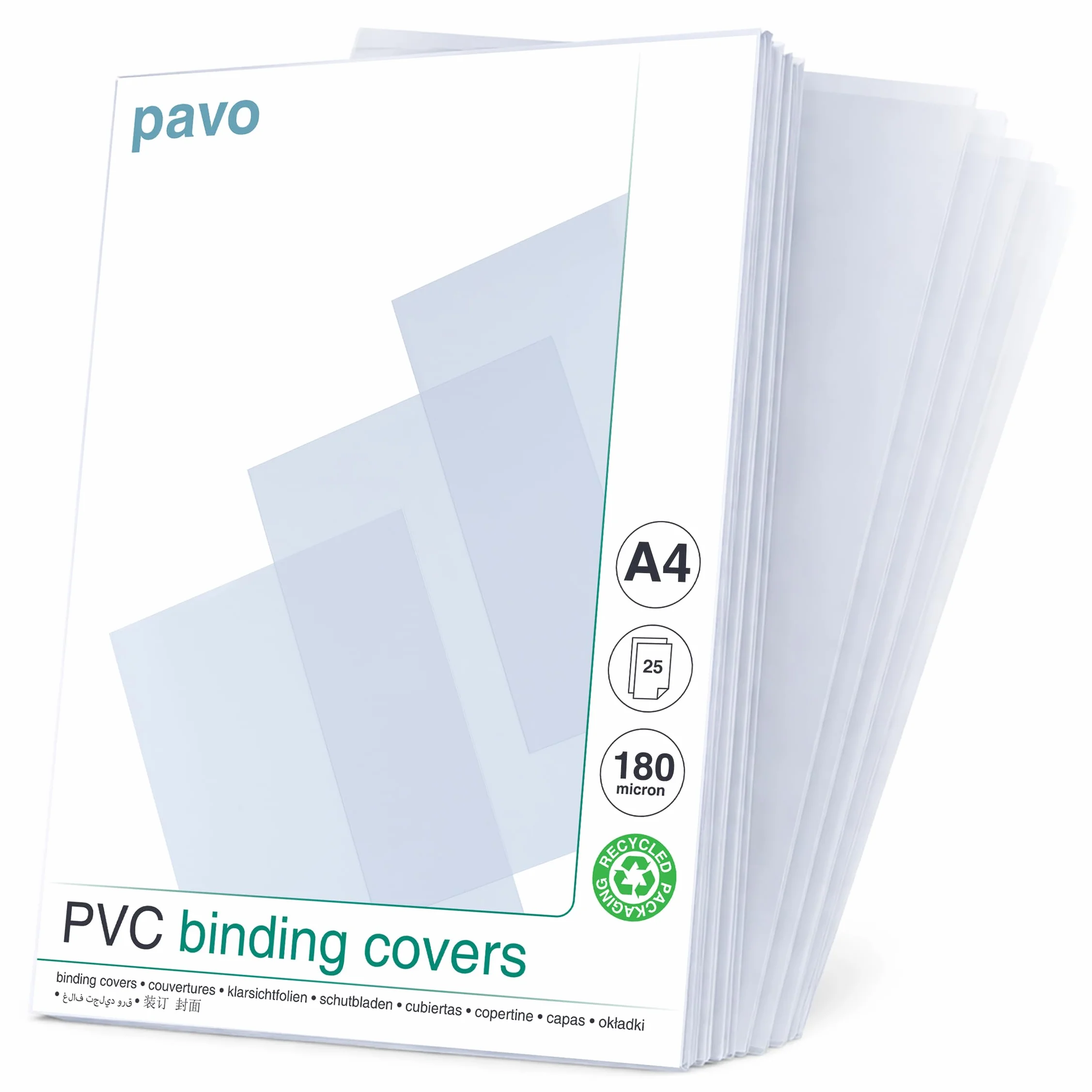 Pavo - Okładki do bindowania A4 180 mikron PVC Przezroczyste - 25 sztuk