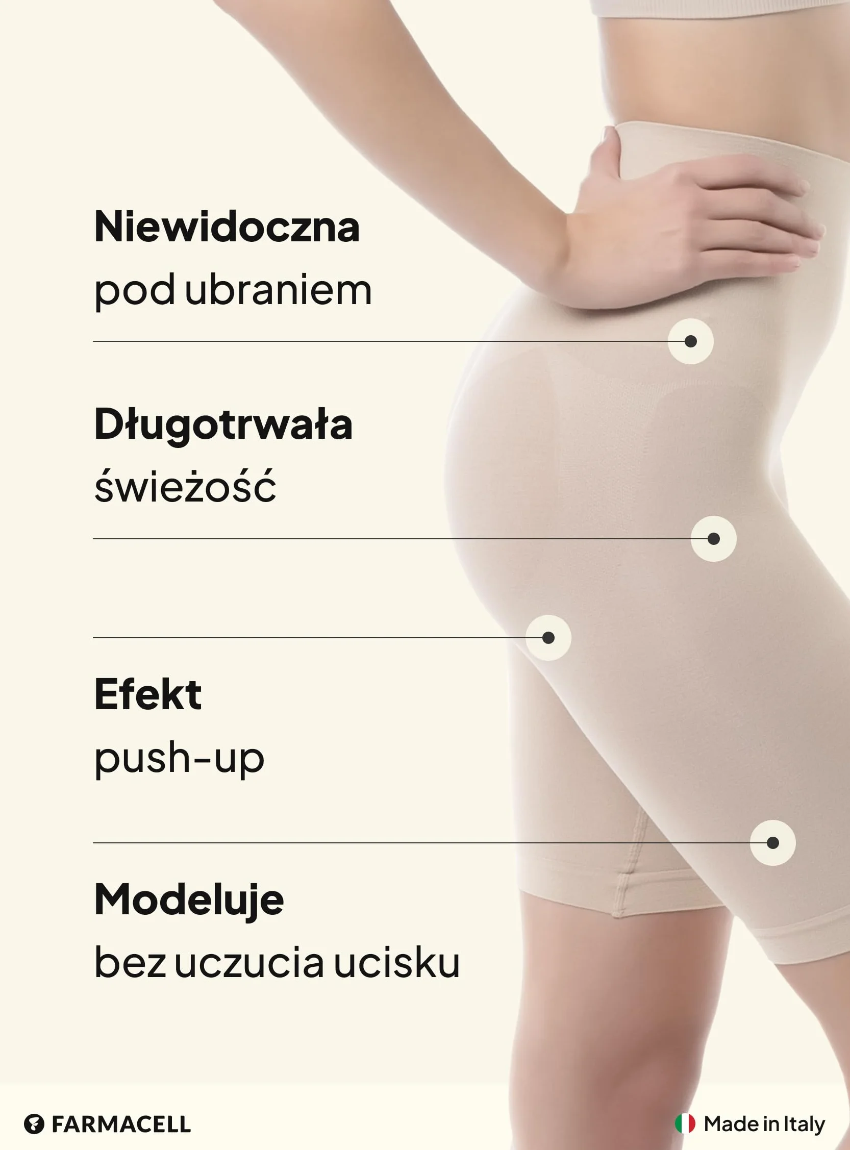 Farmacell Szorty Modelujące Damskie, Lekkie i Bardzo Oddychające, Made in Italy, 603B