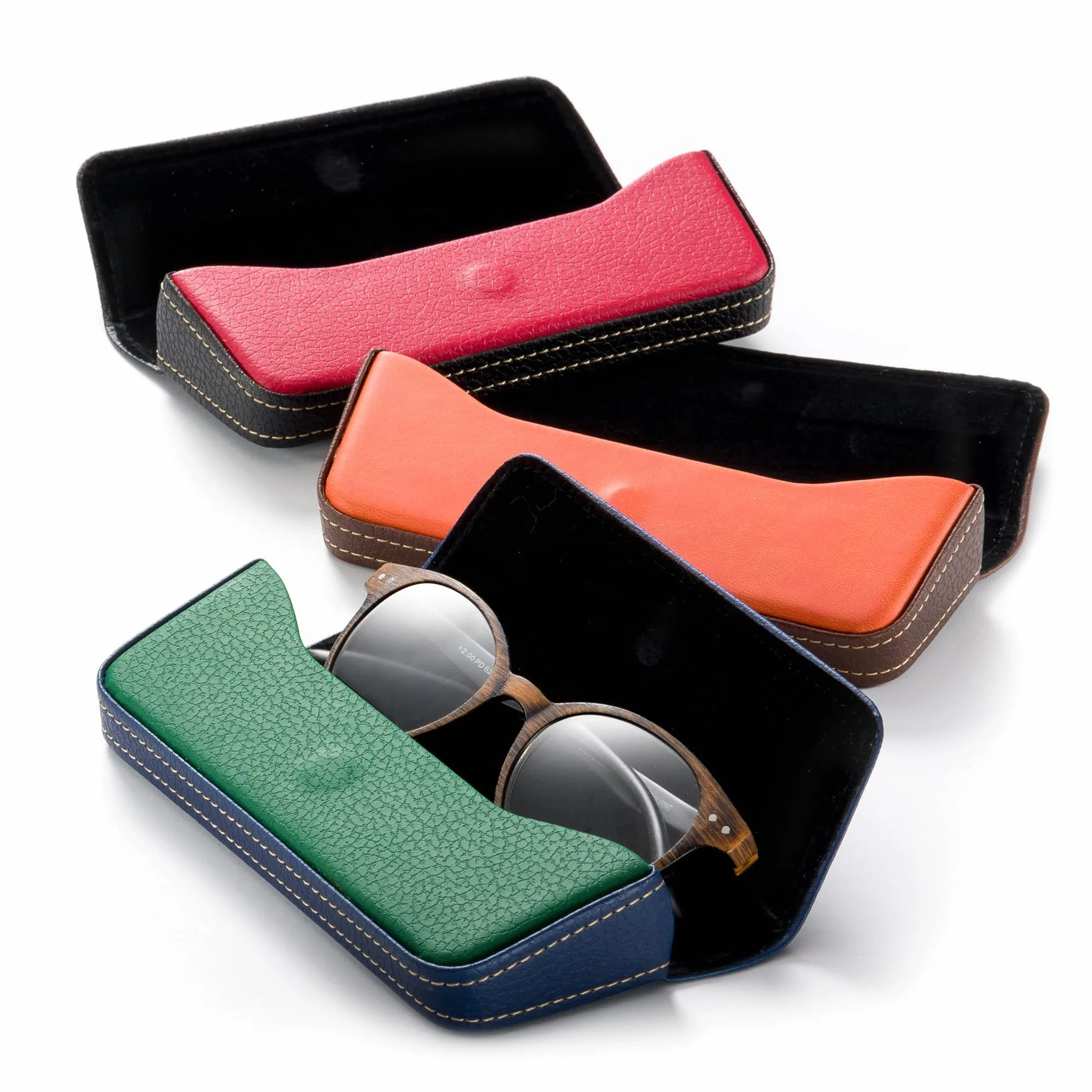 FEFI - Eleganckie etui na okulary w dwóch tonach skóry, ZIELONY, M