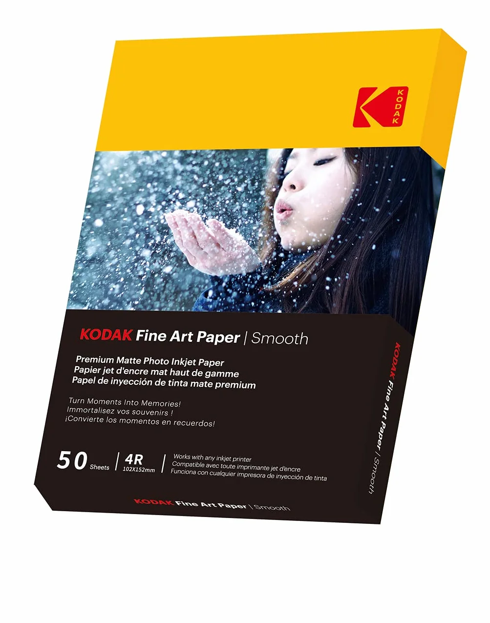 KODAK Fine Art Paper - matowy papier fotograficzny, opakowanie 50 arkuszy, 180g/m², format A6 (10x15cm), gładki druk atramentowy, doskonała jakość dla twoich wspomnień