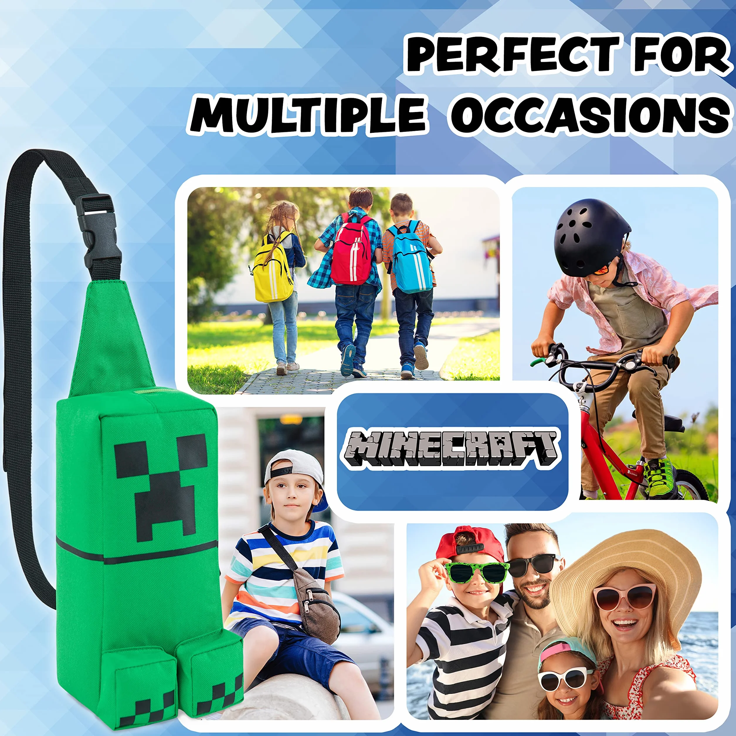 Minecraft Chłopięca torba crossbody z regulowanym paskiem - prezenty dla graczy