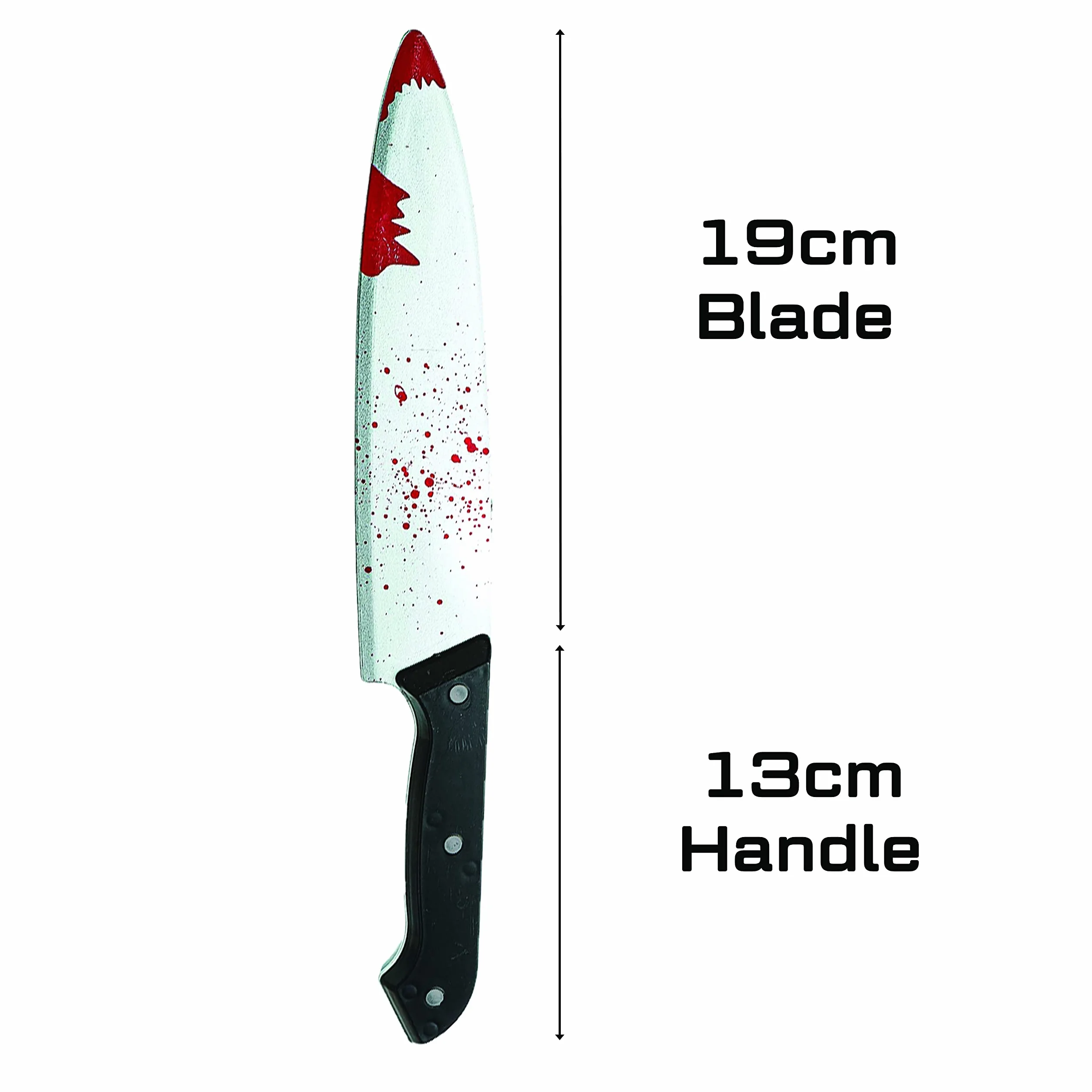 Sztuczny krwawy rekwizyt noża - 30 cm czarny uchwyt do Halloweenu - fantazyjne akcesoria seryjnego mordercy - Slasher Fancy Dress Prop