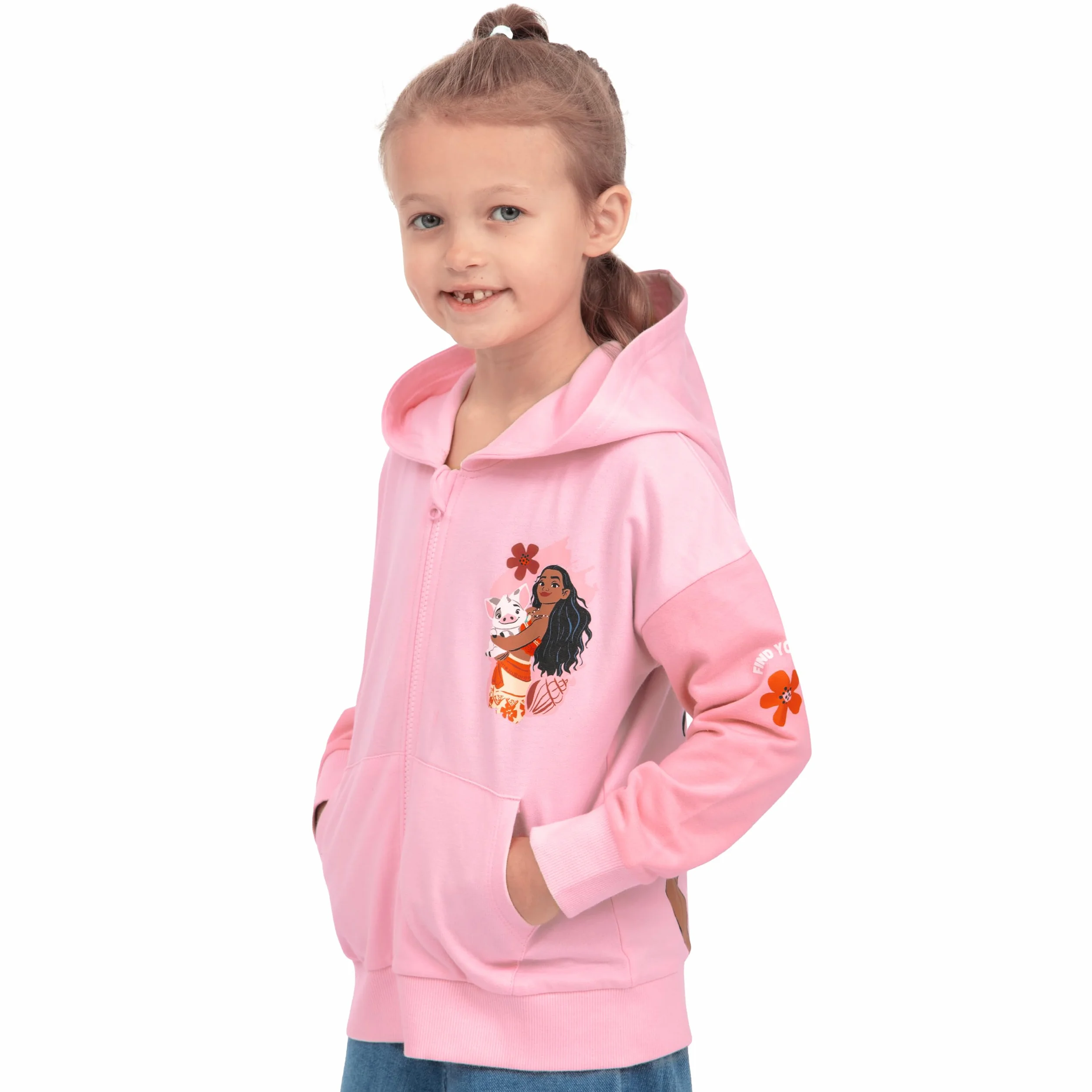 Disney Moana Bluza Z Kapturem Dla Dziewczynek, Różowa Bluza Rozpinana, Bawełniana Skoczek Moana