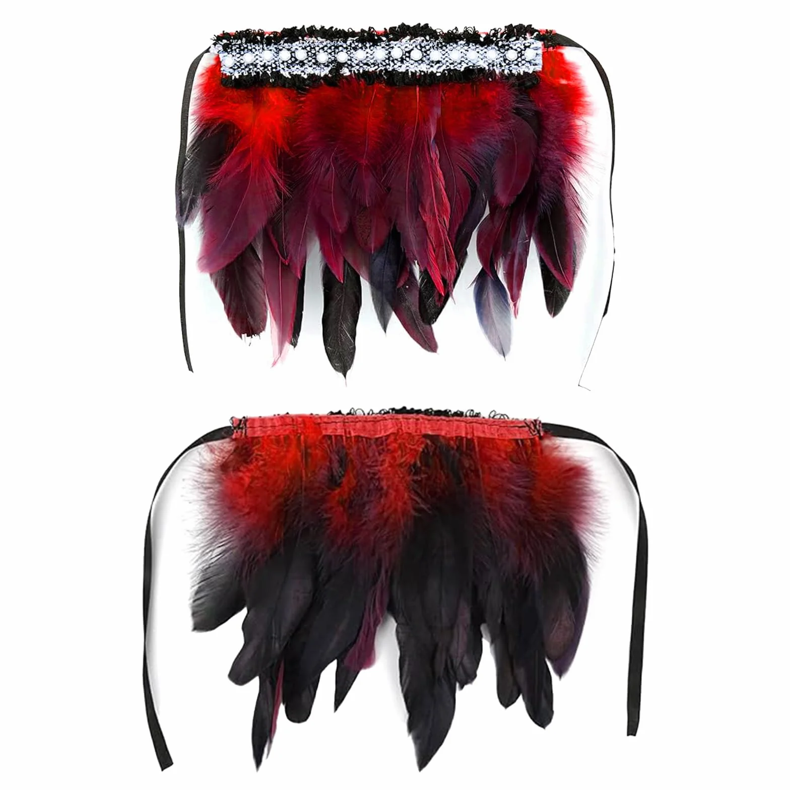 1 para damskich mankietów z piórami, kostiumy gotyckie pióra, mankiety, akcesoria do kostiumu, bransoletka z piórami na karnawał, Halloween, maskaradę, cosplay