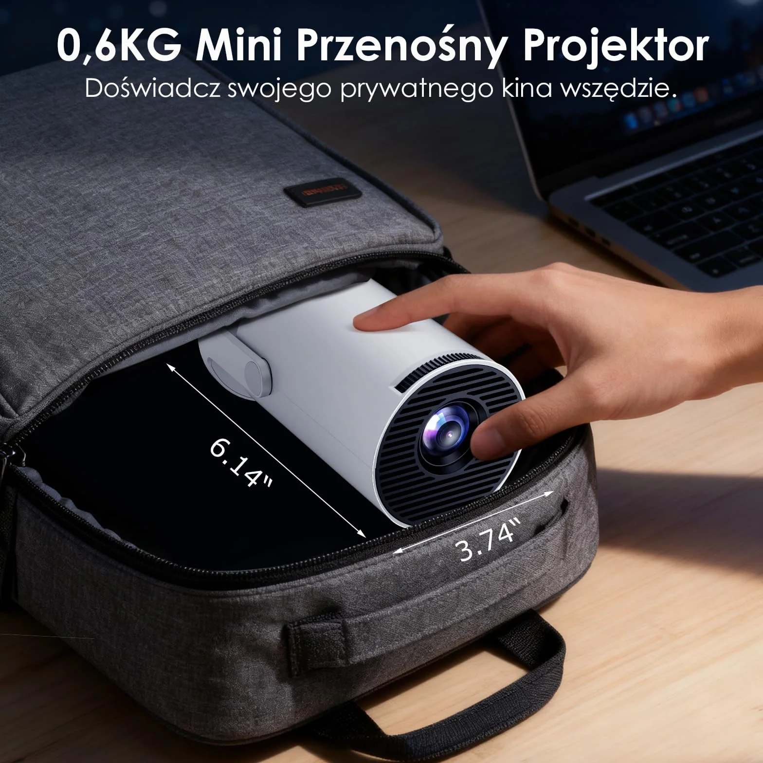 Wbudowane aplikacje i Android 11.0: przenośny projektor WOLFANG 20000 luksów 4K obsługiwany obrót o 180° i automatyczny keystone, kompatybilny z TV Stick/Windows/iOS/Android/HDMI/USB (1080P)