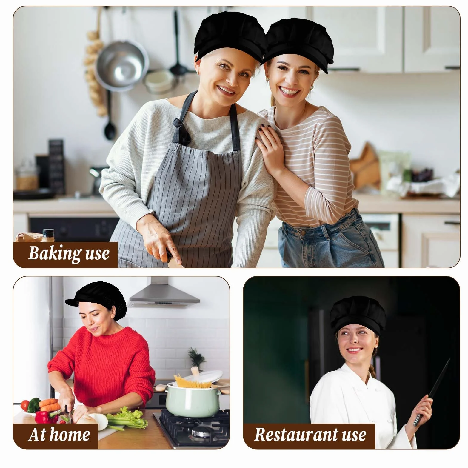 TIEOME 2 sztuki czapek kucharskich, unisex, elastyczna czapka kucharska, siateczka, oddychająca czapka przeciwpyłowa, kapelusz roboczy, warsztat, czapka do kuchni, do piekarni, do serwisu