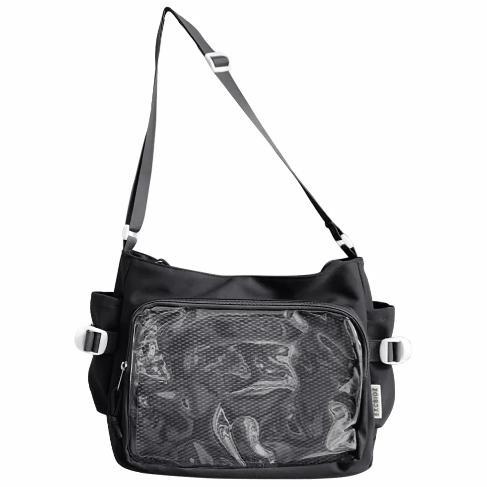 Kobiety ita torebka japońska torebka na ramię z przezroczystą okno mody torby na ramię multi-kupki stylowe torba crossbody Regulowane paski modne torba na zewnątrz