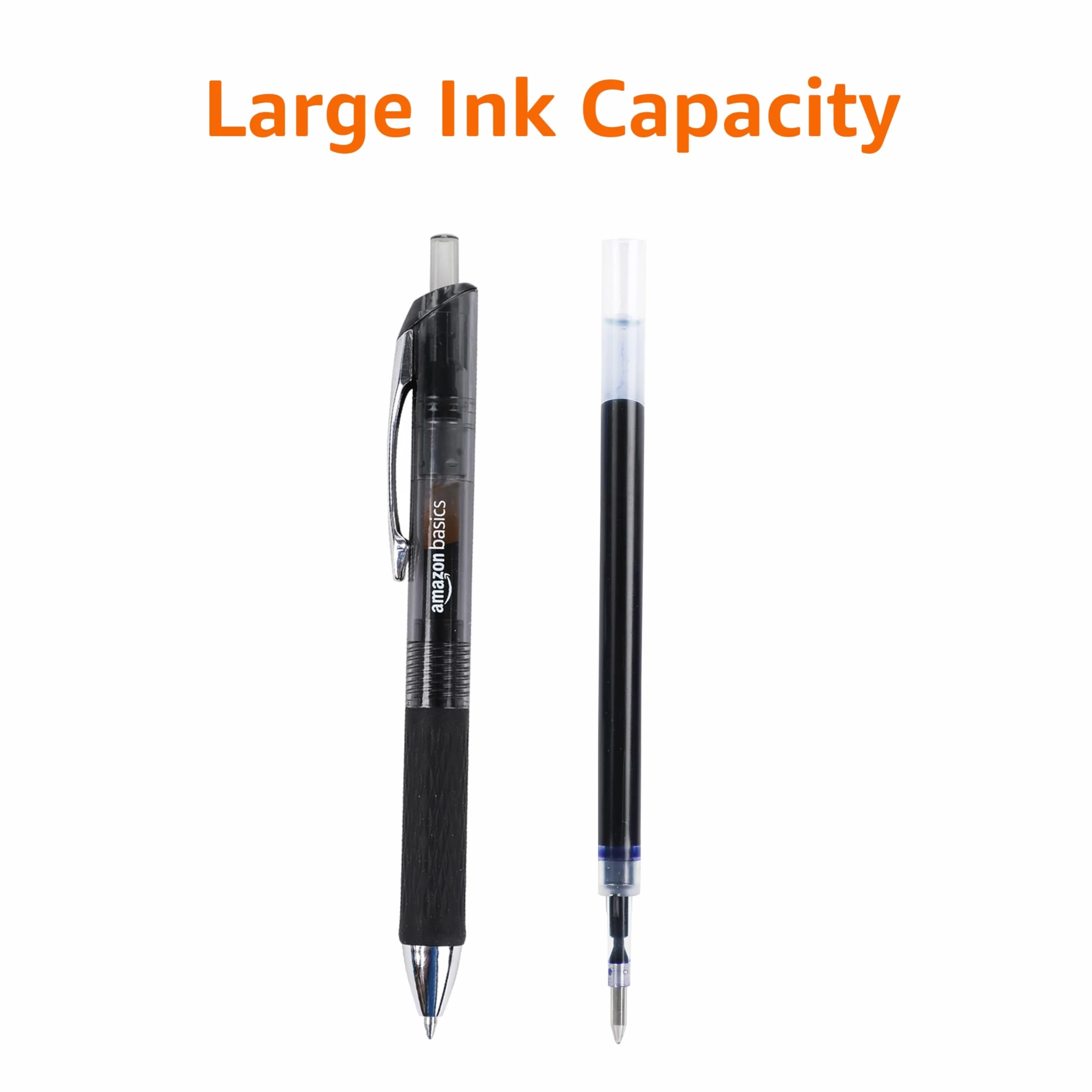 Amazon Basics Wysuwany Długopis Żelowy, Cienka Końcówka (0,7 mm), Czarny, 12 szt., Opakowanie 1 Zest.