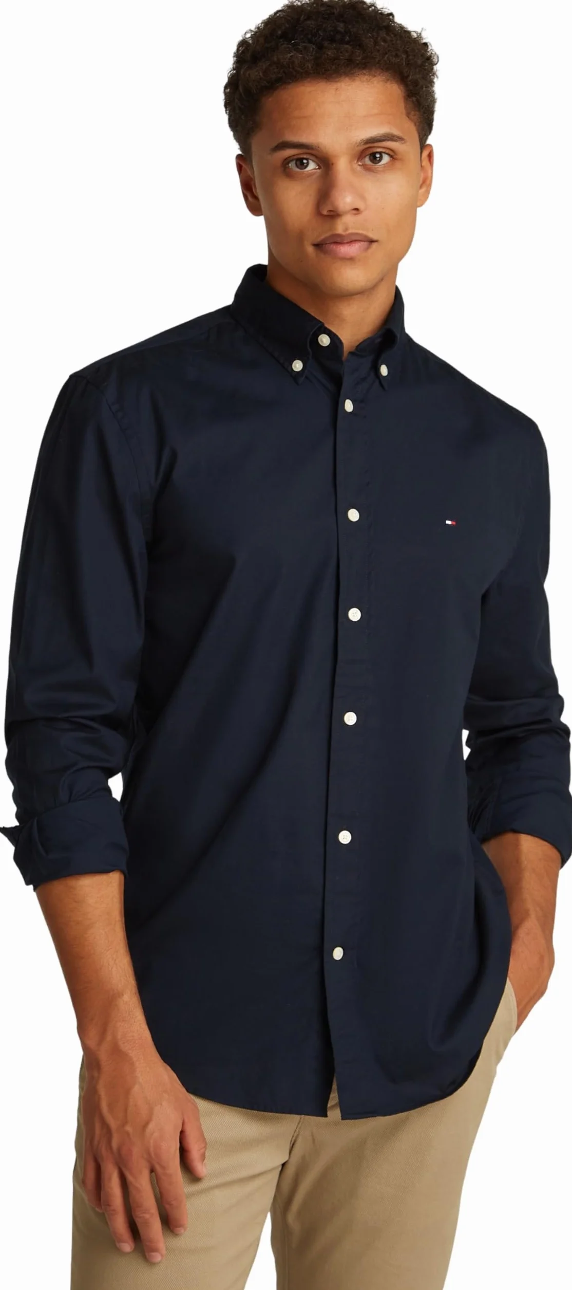 Tommy Hilfiger Męska koszula CORE Flex POPLIN Solid RF MW0MW39988 L/S, niebieska, L, Niebieski (pustynne niebo), L
