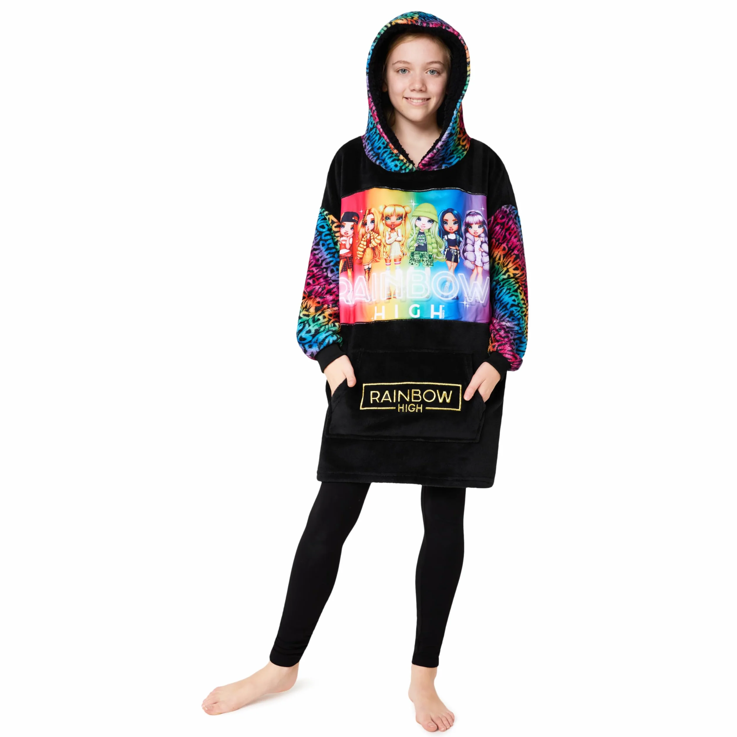 Rainbow High Fleece Hoodie Blanket dla dziewczynek Nastolatki Jeden rozmiar Dziecięca bluza z kapturem z podszewką Sherpa Prezenty dla dziewczynek