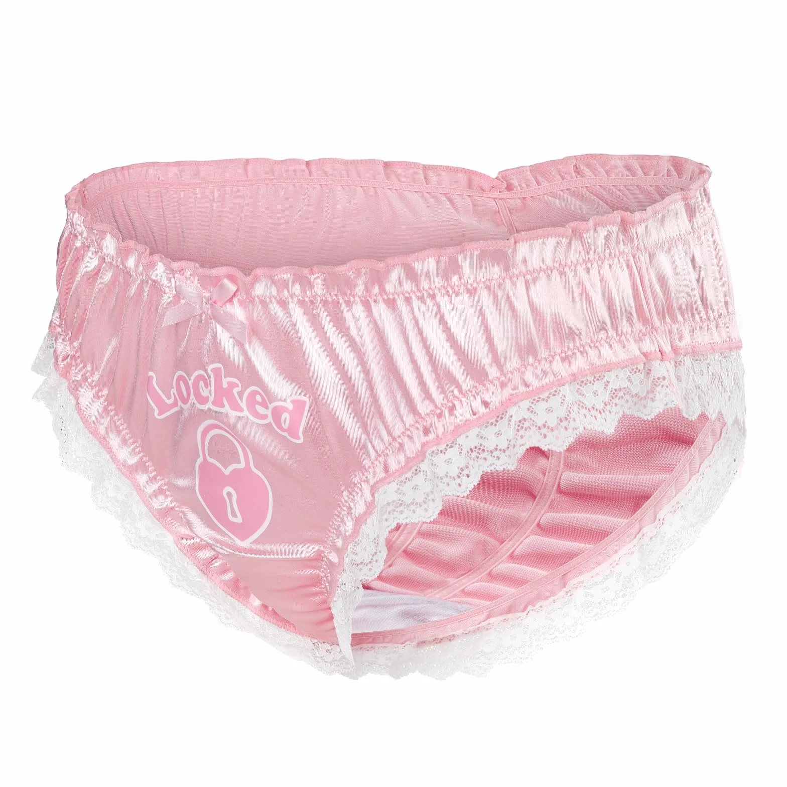 LittleForBig Unisex hipsterskie majtki gładkie cnotka Sissy satynowe koronkowe majtki dla crossdresserów osób transpłciowych