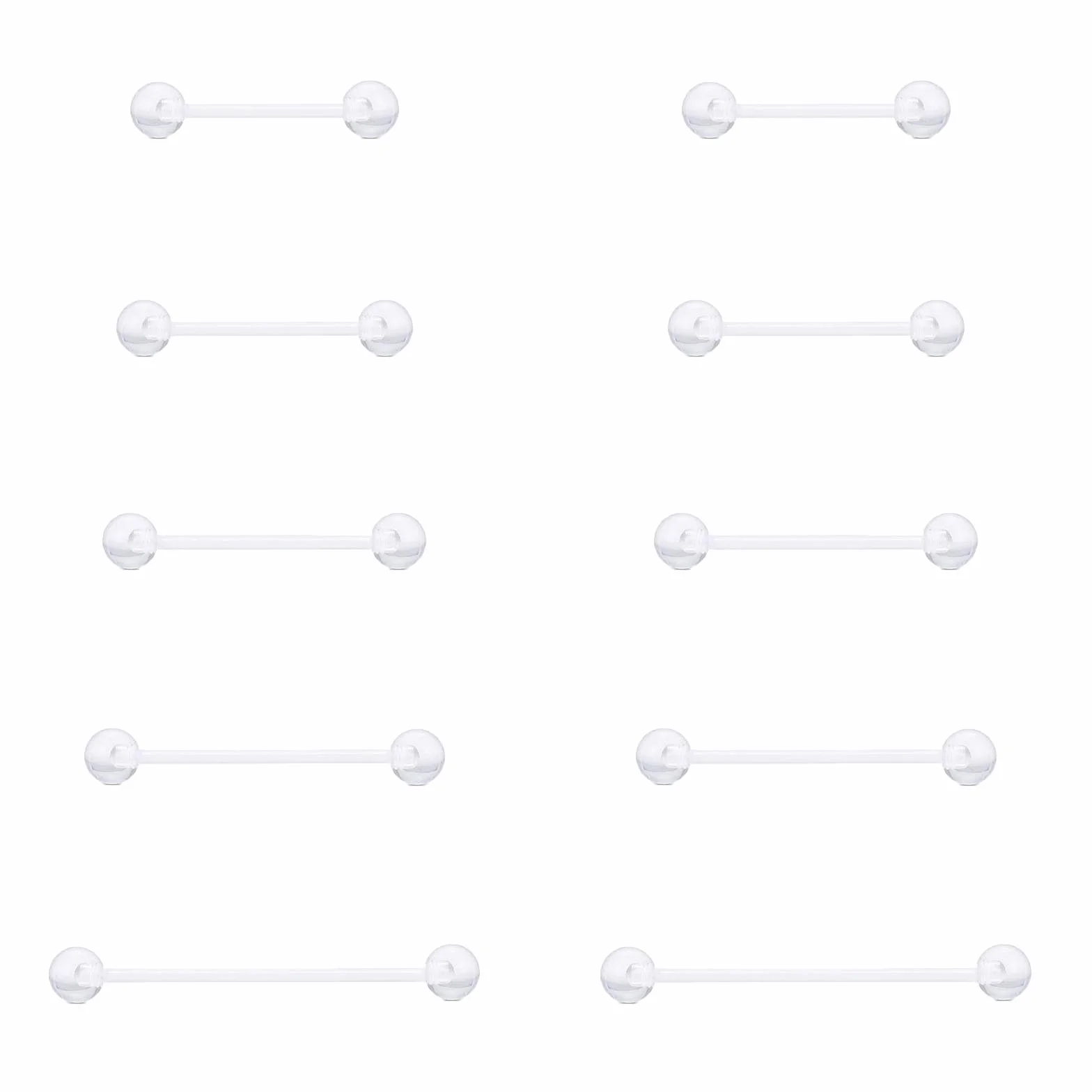 Jasne Piercing Sutki Język Pierścienie 14G Plastikowe Acryilc Przezroczysty Proste Barbells Piercing Biżuteria 12mm 14mm 16mm 18mm