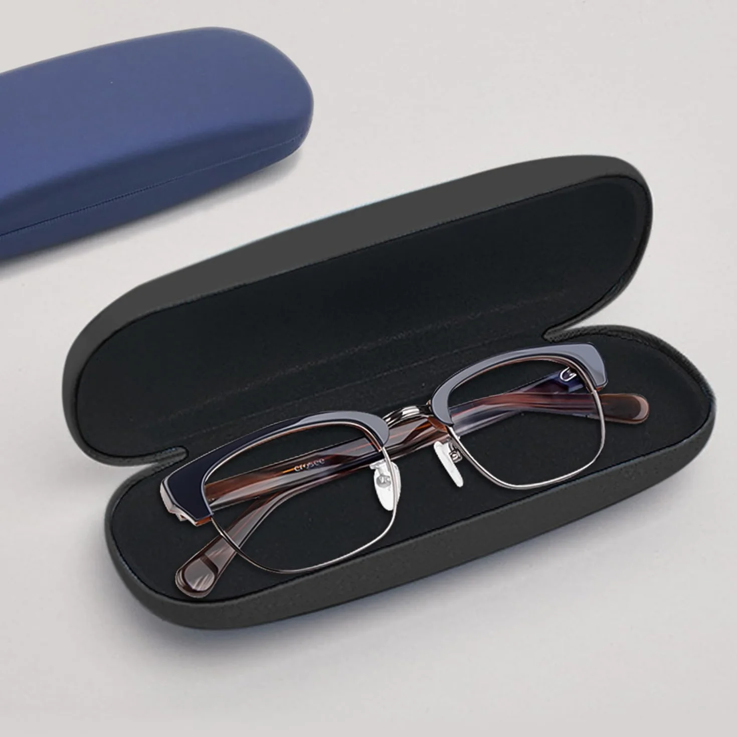 2-pak etui na okulary w jednolitym kolorze, 2 sztuki ściereczki do okularów, etui na okulary unisex, pudełko do przechowywania okularów przeciwsłonecznych, przenośne etui na okulary, twarde