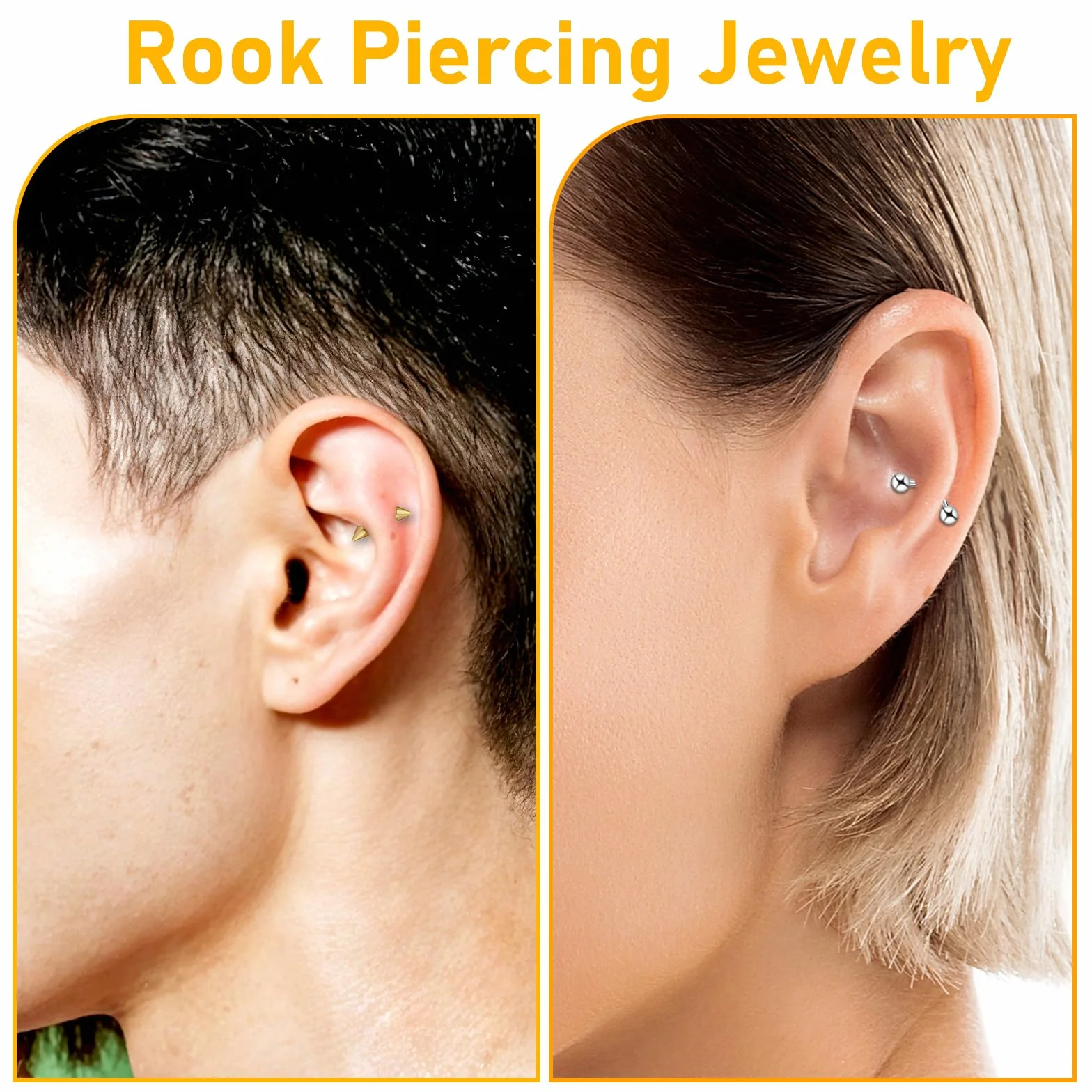 Yolev 16 sztuk biżuteria do piercingu brwi Stal szlachetna Kolczyki do nosa Kolczyki do warg Kolczyki do brwi Kolczyki bananowe Wygięty barbell do ozdabiania nosa, warg i brwi (6 mm/8 mm/10 mm/12 mm
