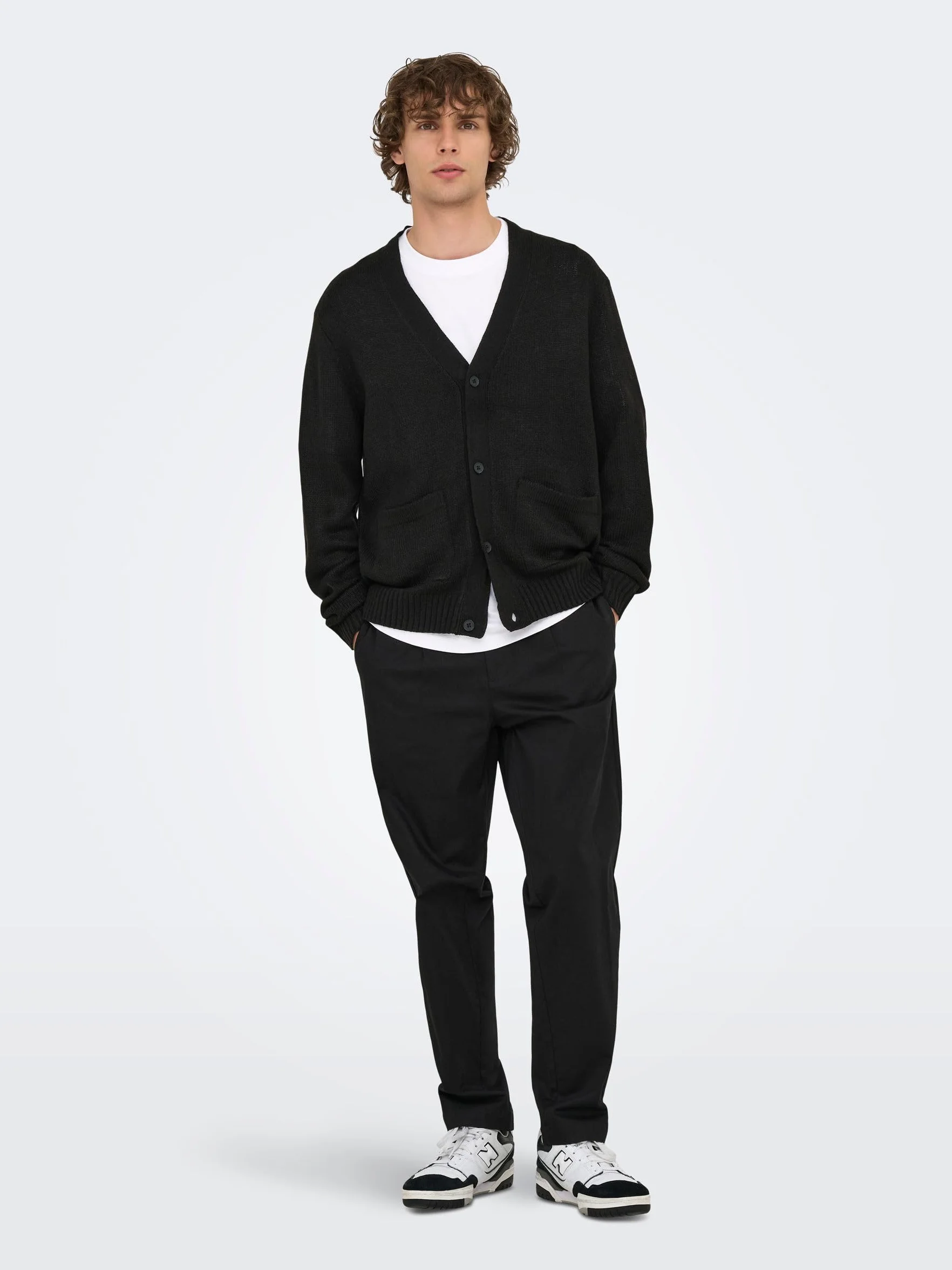 Only & Sons Knit Onsmajor RLX dzianinowy kardigan męski, czarny, S