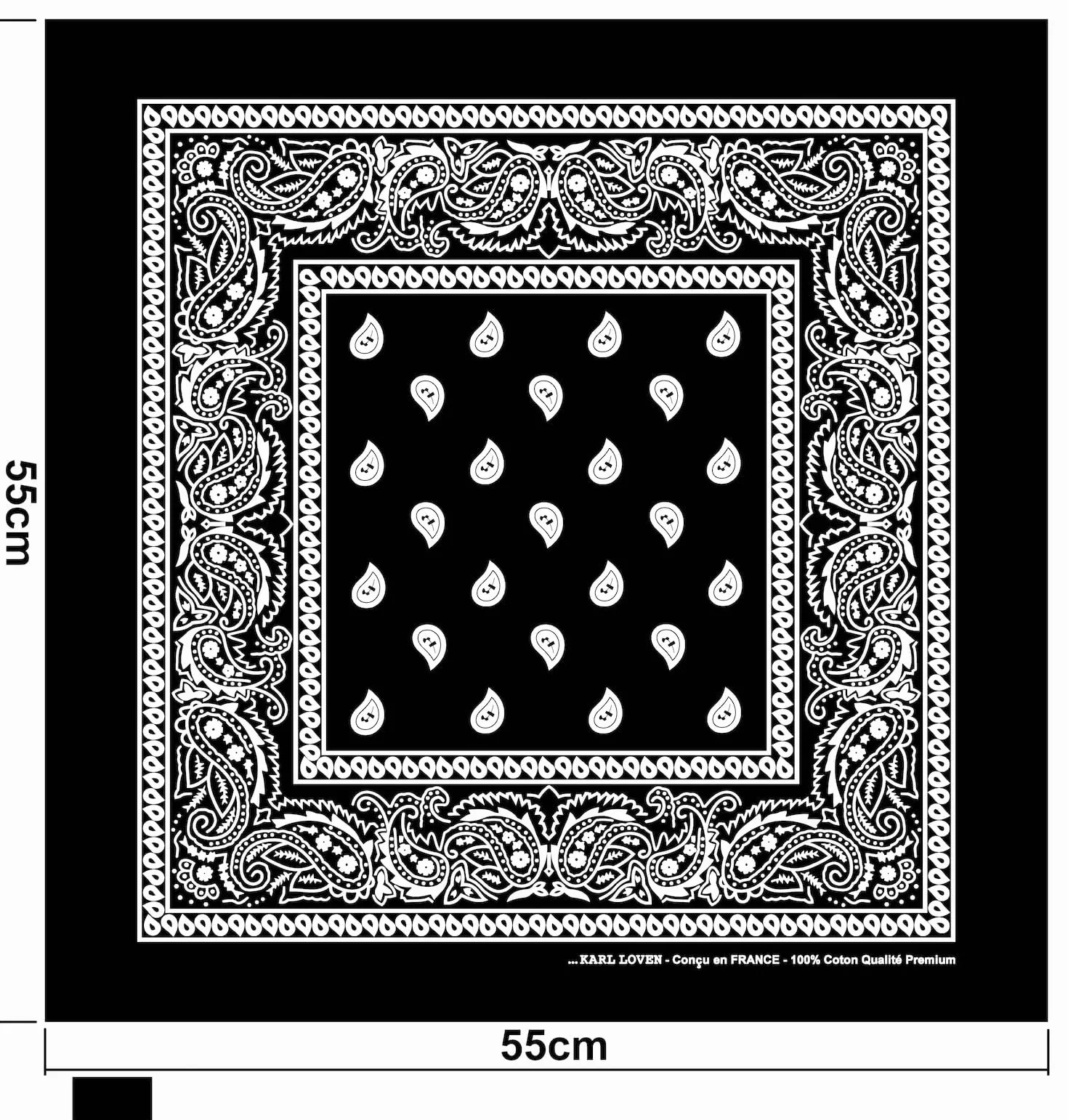 ...KARL LOVEN Bandana - wzór mandali Paisley - 100% bawełna przetestowana przez TÜV - gruba tkanina - 20 ekskluzywnych kolorów, Czarny, 5er Pack