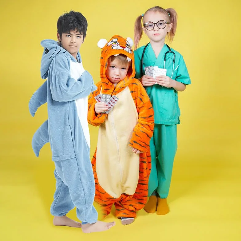 Piżama z kreskówki, jednoczęściowa, śliczna piżama z niebieskim rekinem, sosna, śpioszki, bielizna nocna, kostium cosplay dla dzieci i dorosłych, na karnawał i Halloween