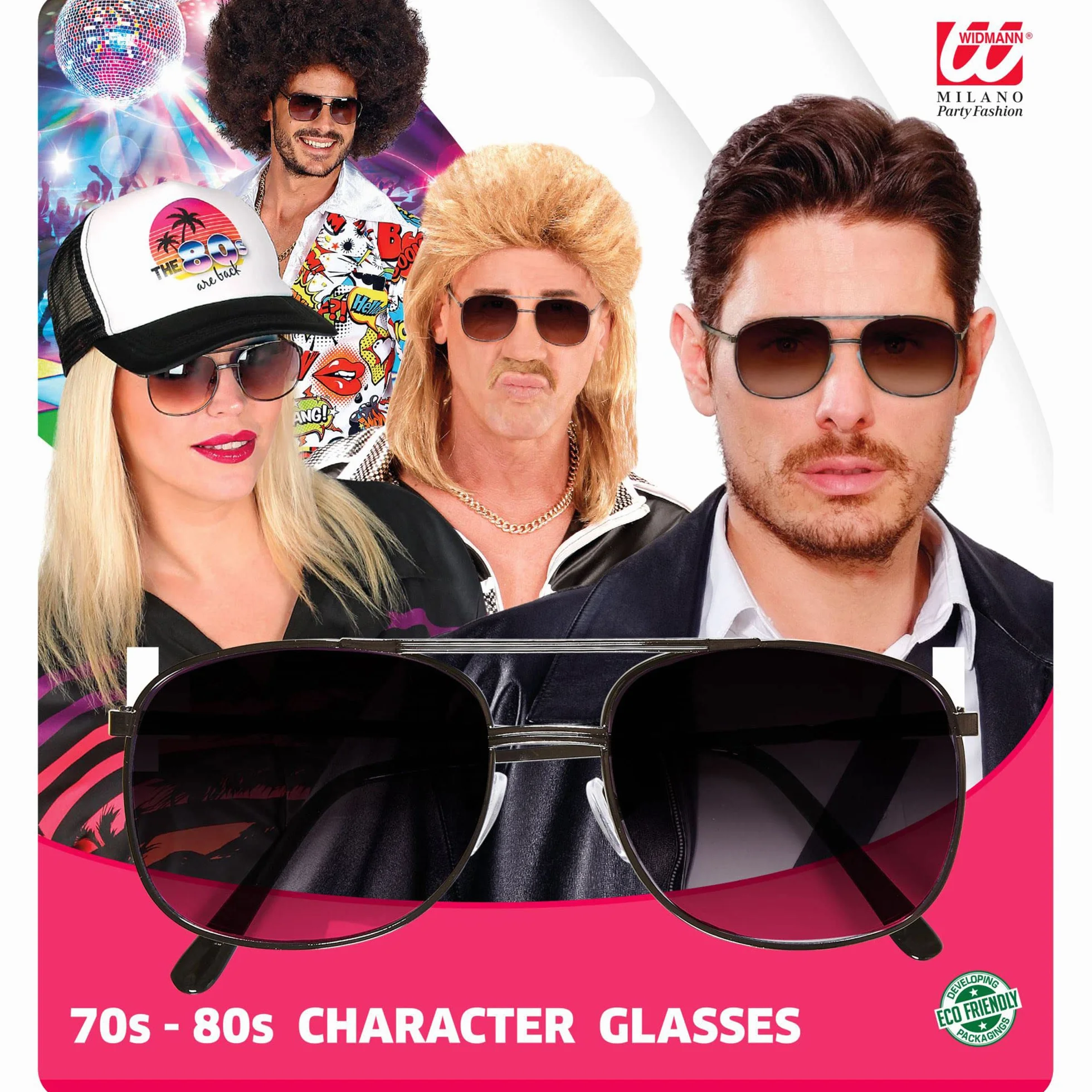 W WIDMANN MILANO Party Fashion - 14392 - Okulary 80s, okulary imprezowe, akcesoria, karnawał, akcesoria karnawałowe