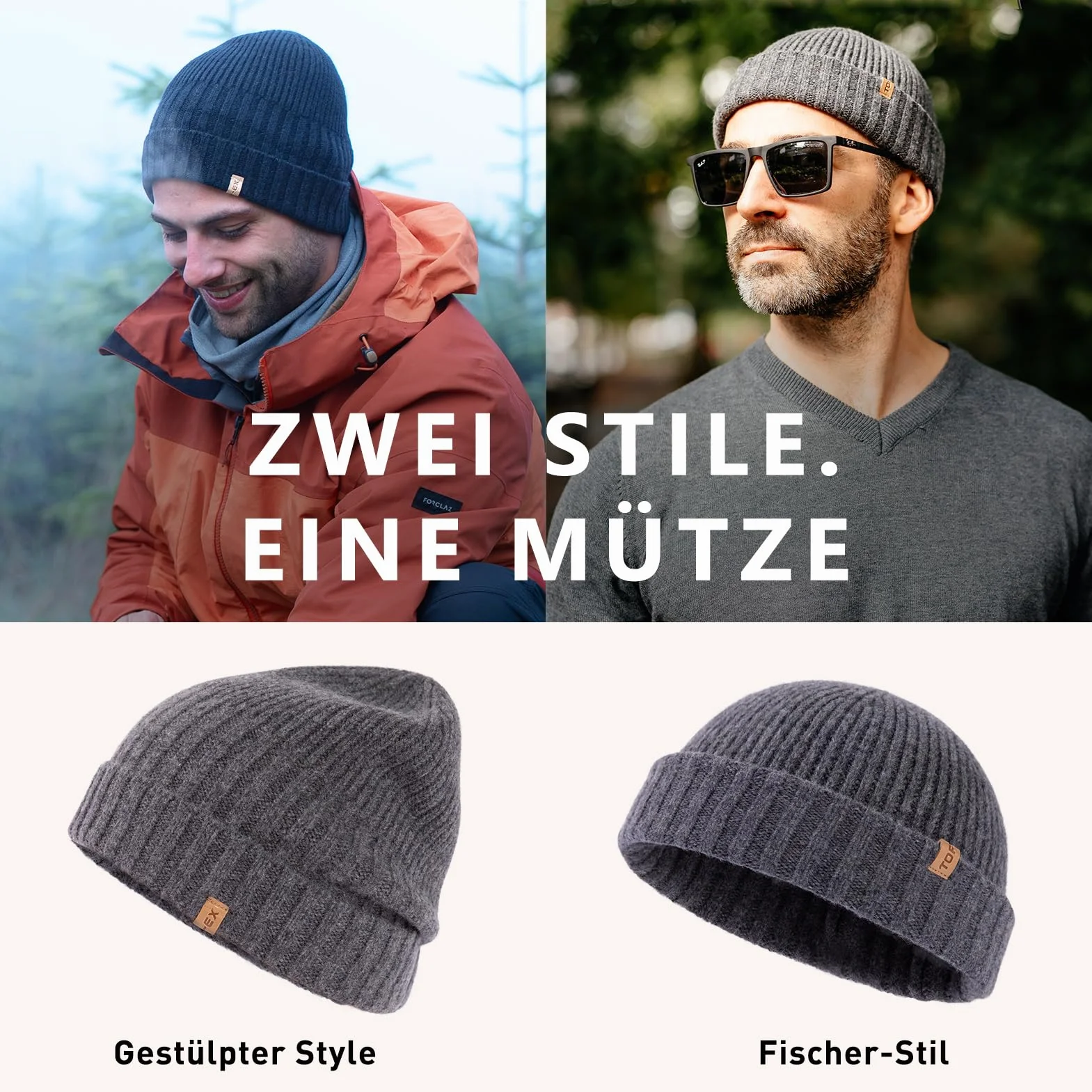 TOP-EX Czapka beanie typu dokerka, 100% wełny merino, dla mężczyzn, kobiet, czapka zimowa z dzianiny, XL/XXL