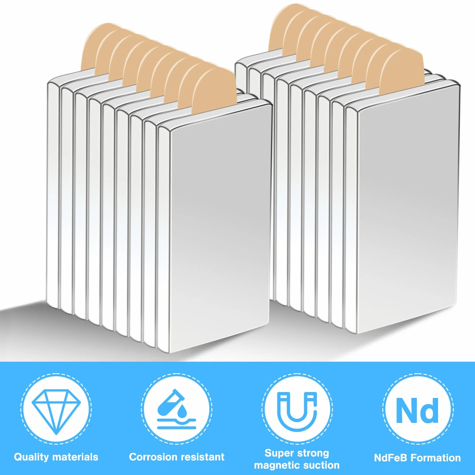 20 sztuk mini magnesów 30 × 10 × 3 mm, samoprzylepne magnesy neodymowe, silne samoprzylepne magnesy neodymowe do lodówki, rzemiosła, kuchni, biura